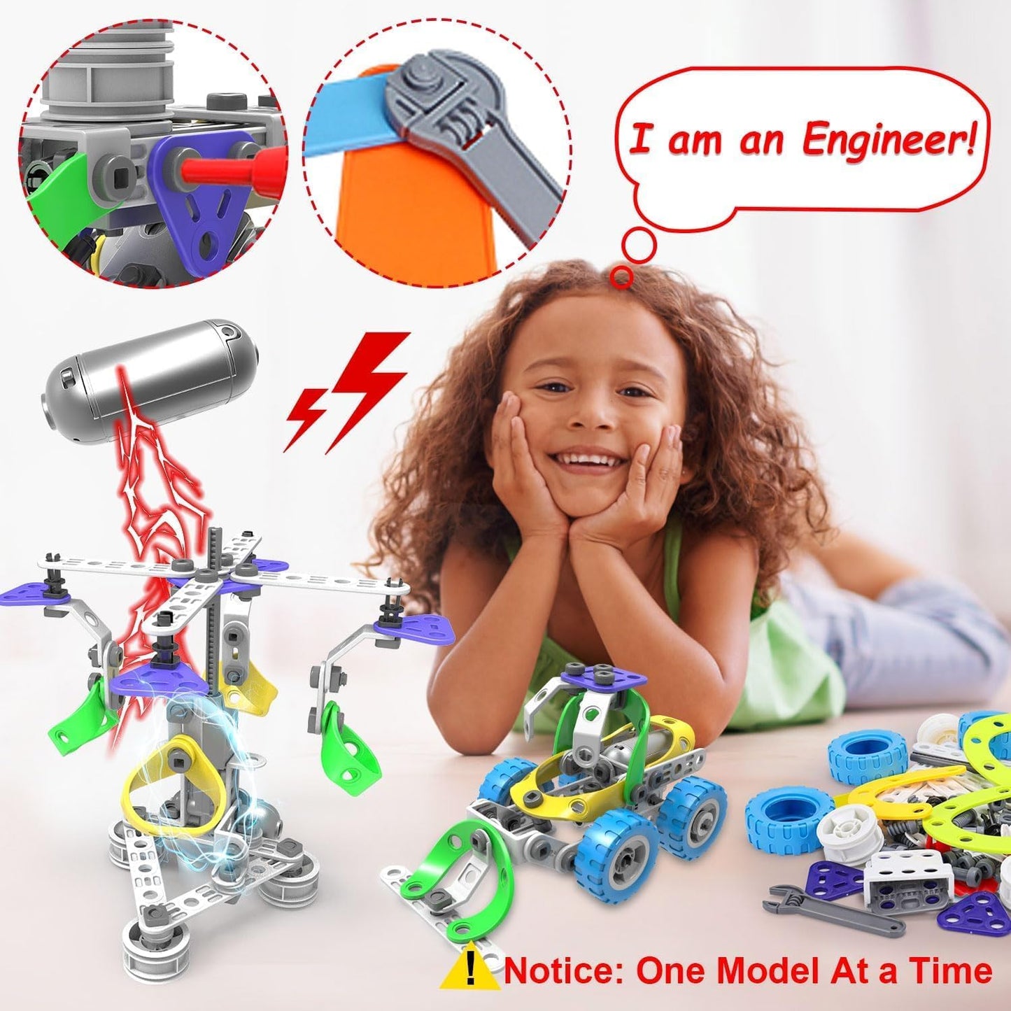 10 in 1 Electric STEM Toys for 4 5 6 7 8 Year Old Boy Girl Birthday Gifts Building Toys for Kids Ages 4-8 4-6 5-7 6-8 Educational Engineering Construction Toys for Boys 4-6 Learning Games Activities
