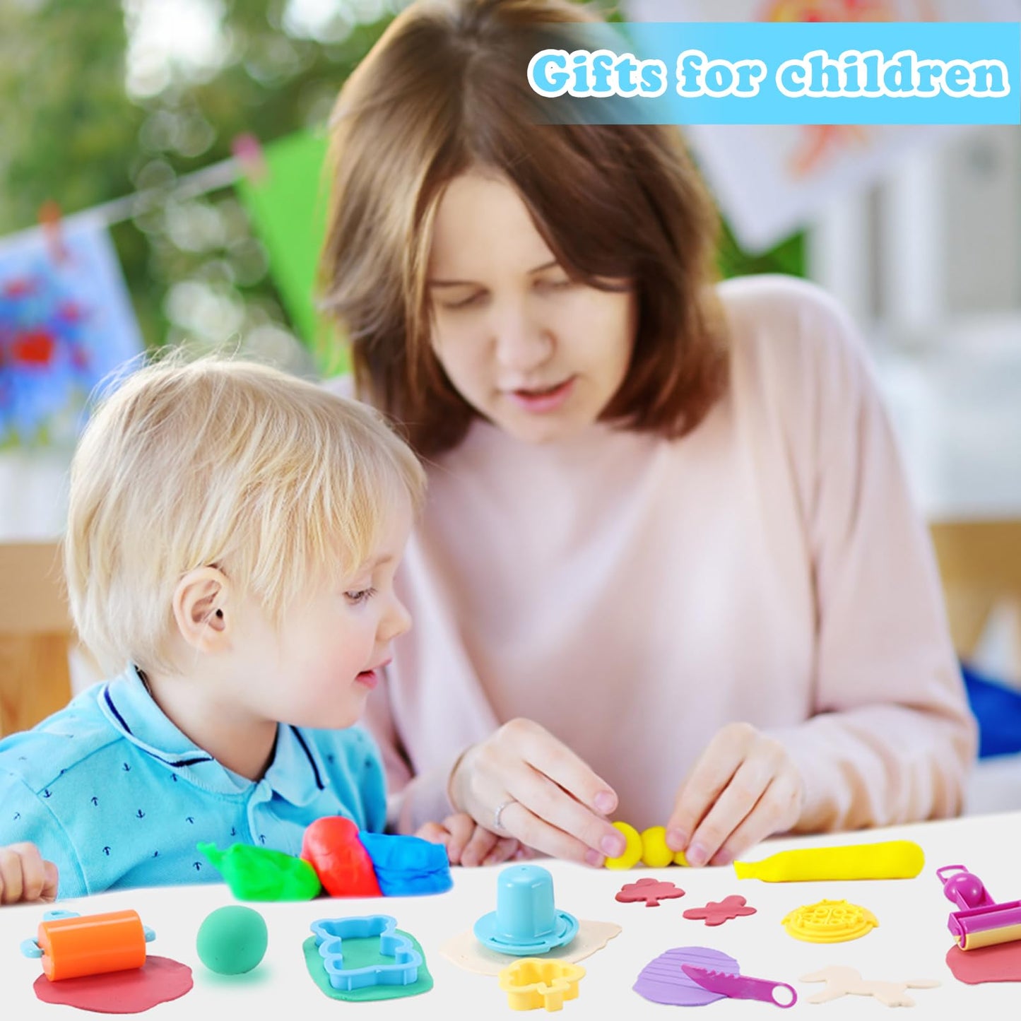 Oun Nana 144 PCS Dough Tools Set for Kids Ages 3-8 – Includes Letter & Number Cutters, Animal Cutters, Dinosaur Molds, Extruder, Scissors, Rollers, Dough Mat, Storage Bag