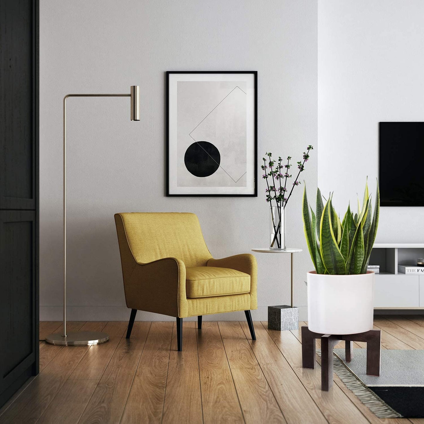 2 Pack Plant Stand Indoor Outdoor, Mid Century Plant Stand for Indoor Plants, Wood Modern Plant Holder Rattan Flower Plant stool, Low Short Boho Rustic Planter Stand, Fit 5-15 Inch Pot