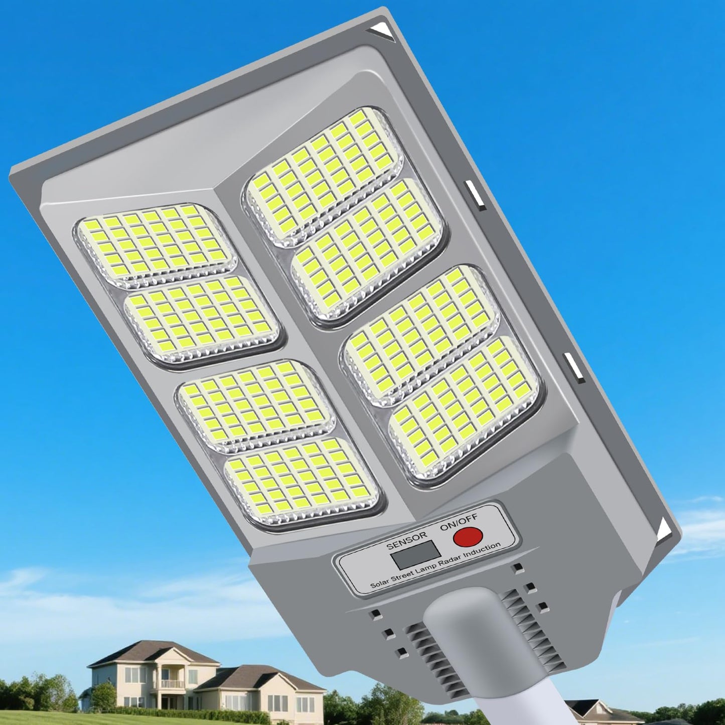 Willmind Solar Street Light Outdoor: Solar Security Lights, 1200W, Motion Sensor with Remote Control, Flood Lights, 2500ML Brightness, from Dusk to Dawn, for Garage, Warehouse, Shop, 2 Packs White
