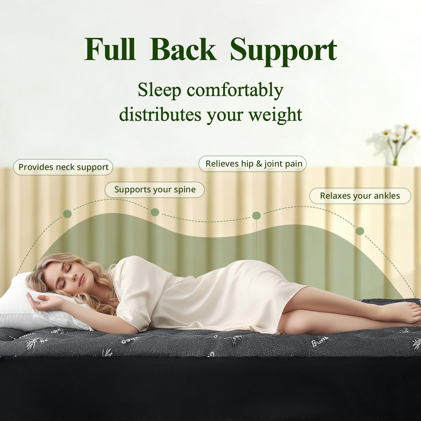 KRIMANO Full Mattress Topper, Viscose Derived from Bamboo Thick Pillow Top Mattress Pad with Deep Pocket, Naturally Cooling for Hot Sleepers, Soft for Back Pain Relief, Premium Dark Grey