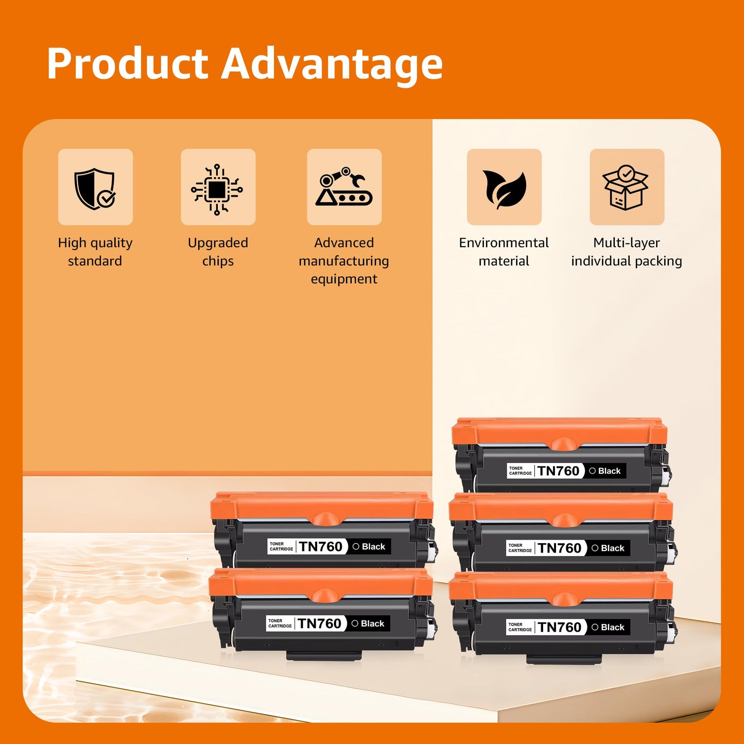 Compatible Toner Cartridge Replacement for Brother TN760 TN-760 TN730 with HL-L2350DW HL-L2370DW MFC-L2750DW DCP-L2550DW Printer (Black 5 Pack)