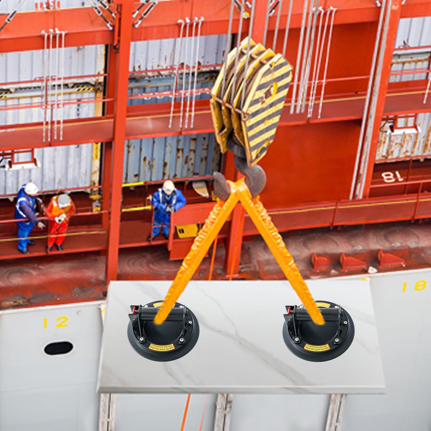 8" Heavy-Duty Glass Suction Cups 2 Pack with Carrying Case - Industrial Tile Suction Cup Tool for Lifting Large Glass, Granite, Windows & Windshield | 700 lbs Capacity Vacuum Suction Cup Lifter