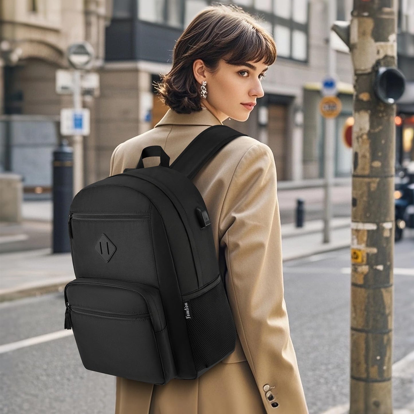Black Backpack,School Bookbag for Teens and Adults Schoolbag Fits 17.3 Inch Laptop Lightweight College Backpack for Daily Commute School