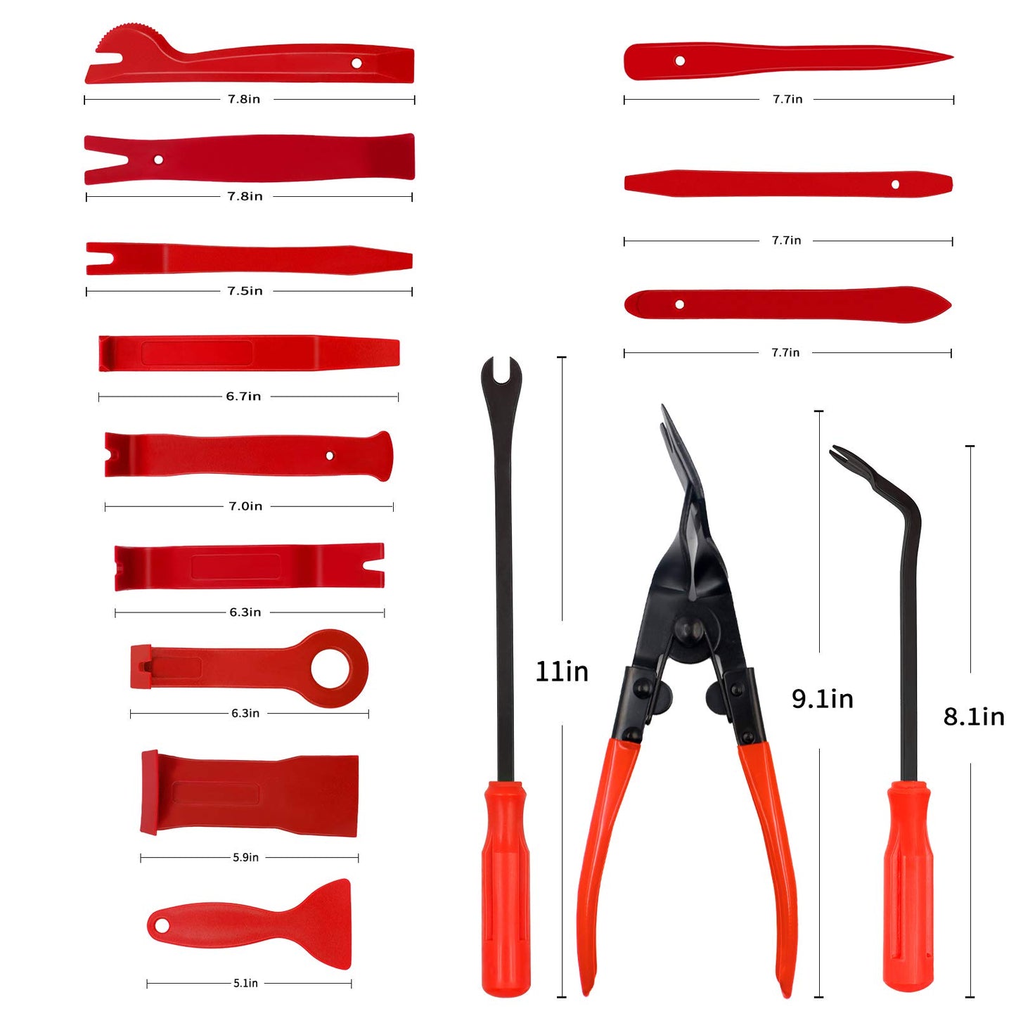 Wetado Trim Removal Tool, 200PCS Trim Tool Auto Removal Kit, Plastic Panel Fastener Removal Tool, Trim Removal Kit for Car/Trim/Panel/Door/Audio/Auto Clip Pliers/Terminal Removal Tool Kit (Red)