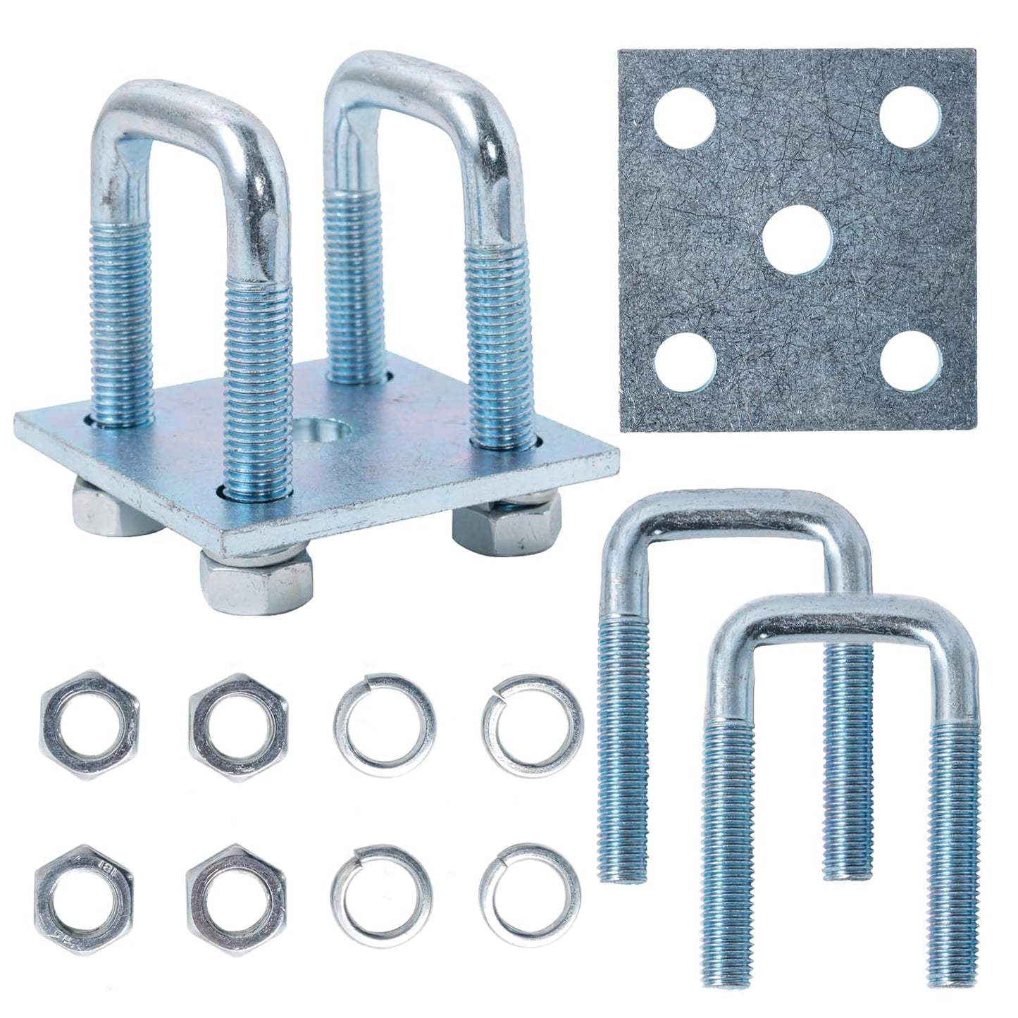 YMDGGDCH 2 Pack Heavy-Duty Square U-Bolt Kit for 2x2 Square Tube, Includes Nuts, Washers and Frame Plates, Rust-Resistant for Boat & Automobile Trailers