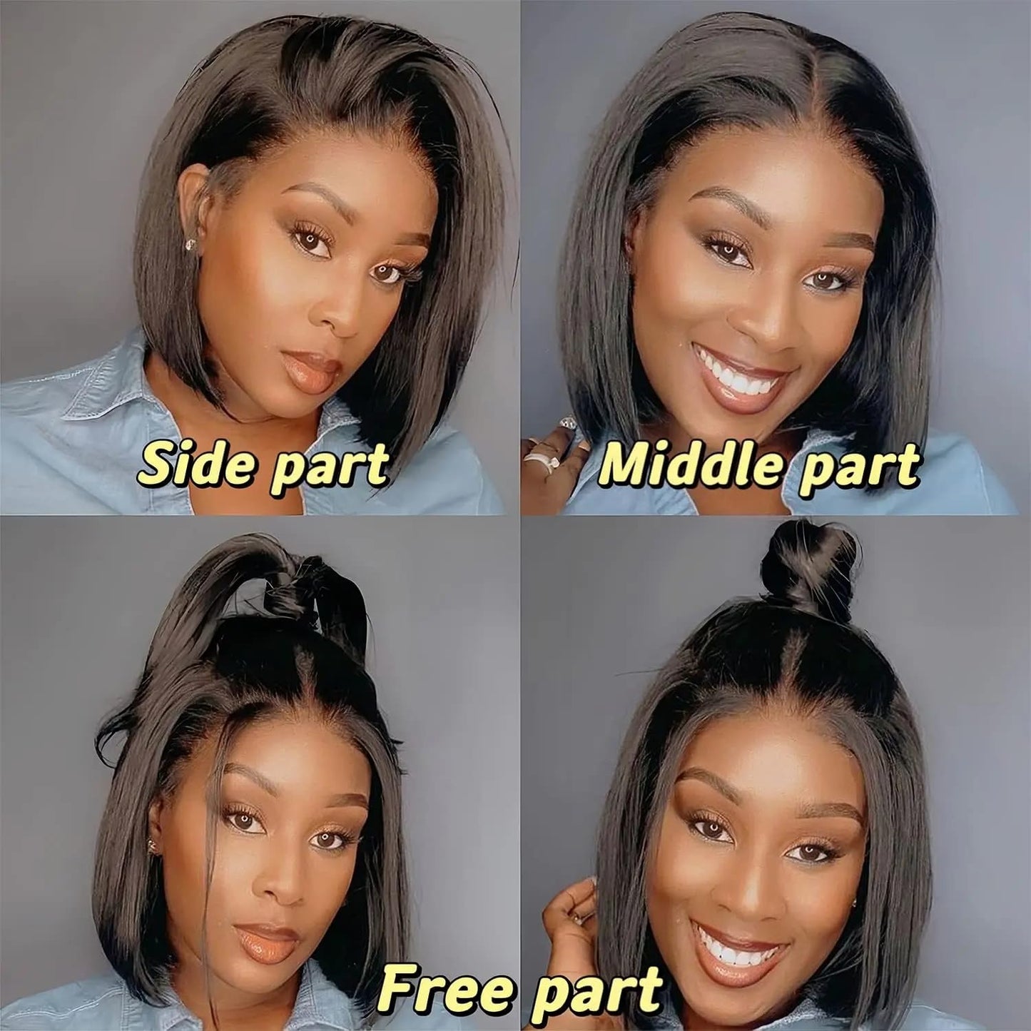 Bob Wig Human Hair 12 Inch 5x5 Lace Front Wigs For Black Women 150% Density Brazilian Virgin Hair Short Bob Wigs Natural Color Pre Plucked With Baby Hair Straight Hair Wigs