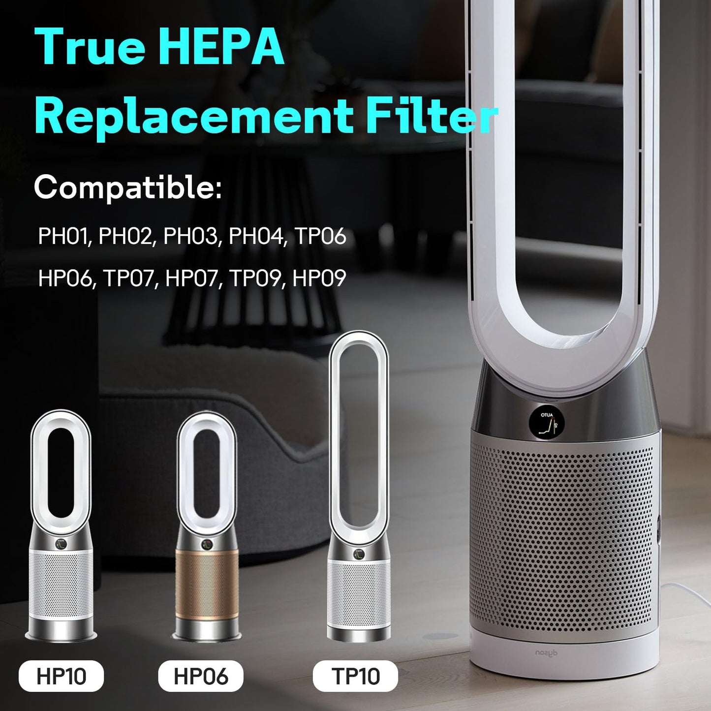Leemone 360° Combi 2 in 1 HEPA+Carbon Replacement Filter Compatible with Dyson TP06 HP06 PH02 PH01 PH03 PH04 HP09 TP09 HP07 TP07 TP10 HP10, H13 Grade True HEPA Replacement Filter