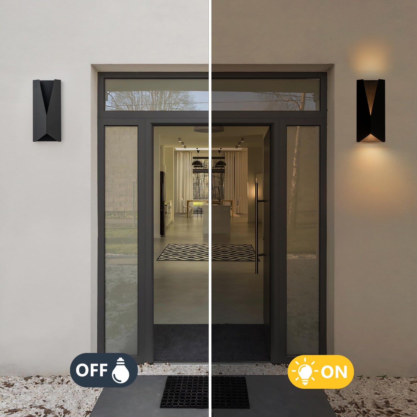 OUPAVOCS Modern Outdoor Wall Lights Exterior, Black Dimmable LED Wall Sconce, 14 Inch Front Porch Light Fixture Wall Mount, Waterproof Patio Sconce Lighting for House, Commercial, 2-Pack