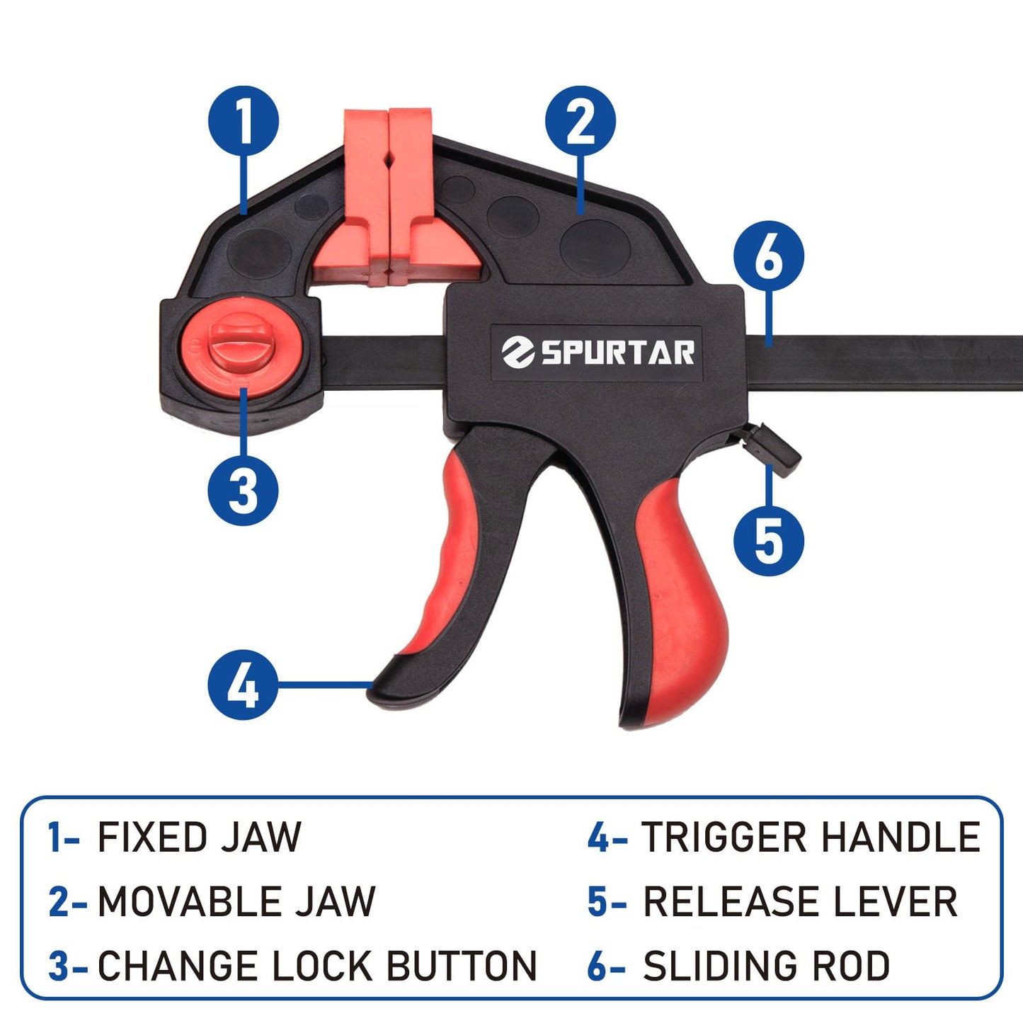 Spurtar 8pcs Clamps for Woodworking 6" and 12" Wood Clamps 6" Spring Clamps Quick-Release Bar Clamps Heavy Duty Trigger Clamp Spreader Wood Clamps for Woodworking Metalworking DIY Household Projects