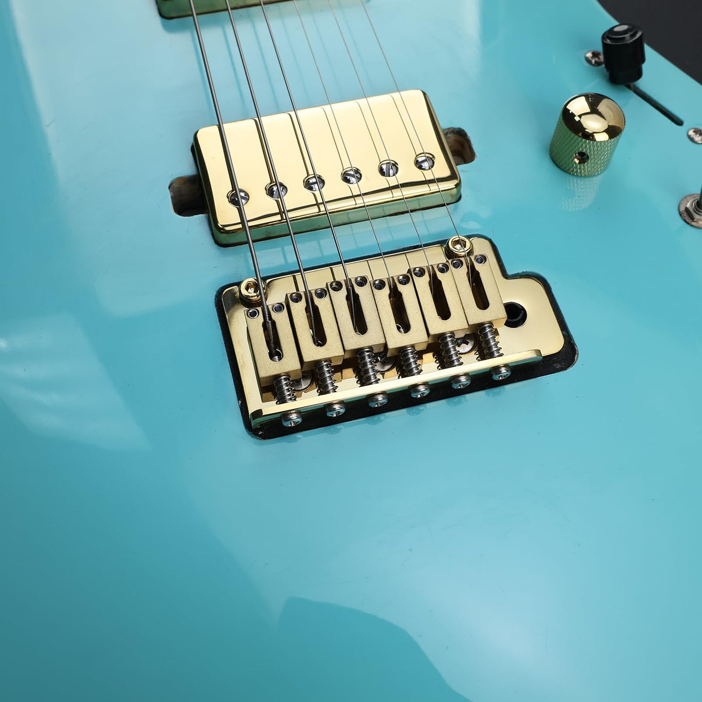 OVSAL 10.5mm Electric Guitar Bridge Vacuum Gold 2 Point tremolo bridge Brass Block Stainless Steel Saddles Plate Electric Guitar Bridge 6 String Start