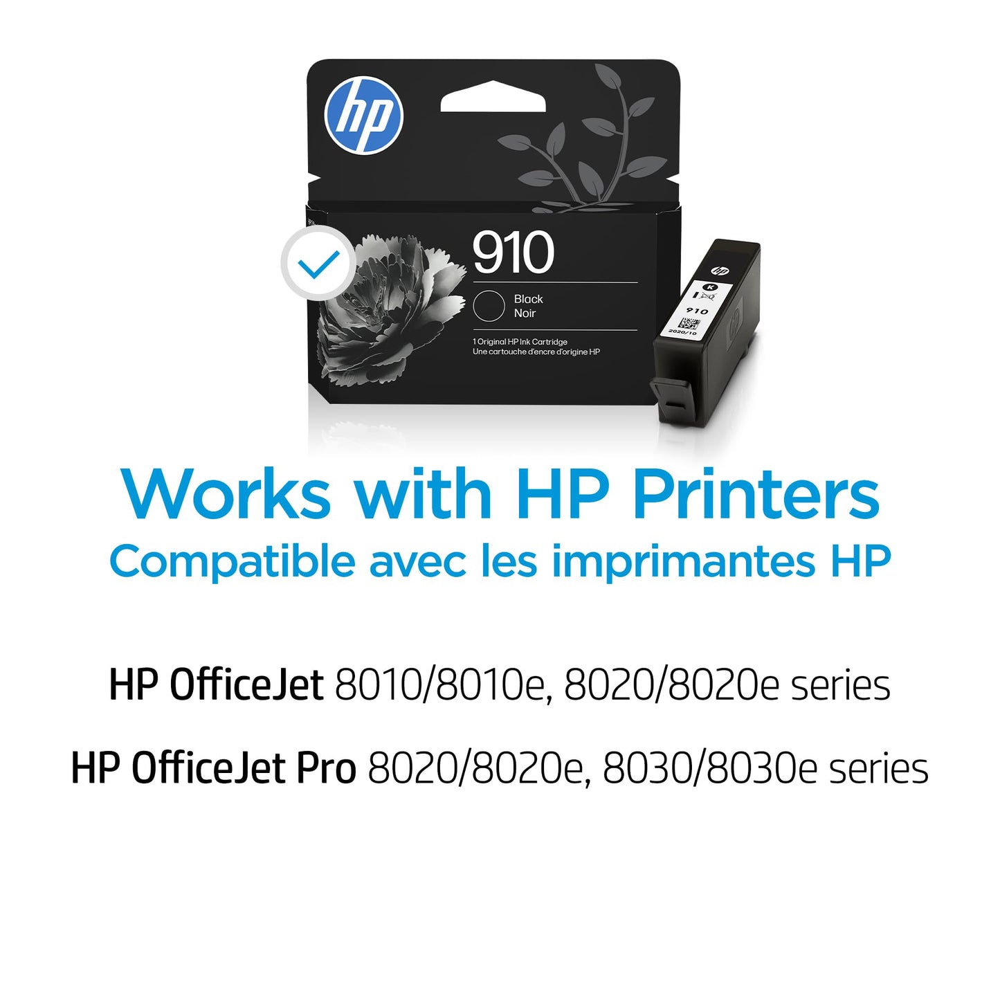 Original HP 910 Black Ink Cartridge | Works with HP OfficeJet 8010 8020 Series HP OfficeJet Pro 8020 8030 Series | Eligible for Instant Ink