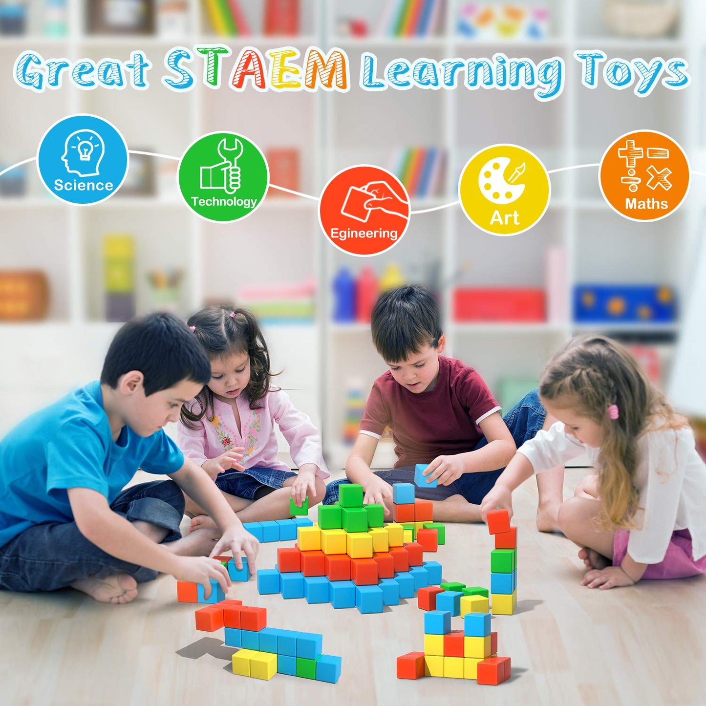 Magnetic Blocks, 28 Pieces 1.34 inch Large Magnetic Building Blocks, 3D Magnetic Cubes for Kids, Preschool Educational Construction Kit, Sensory Montessori Toys Kids Blocks for Boys Girls Toddlers
