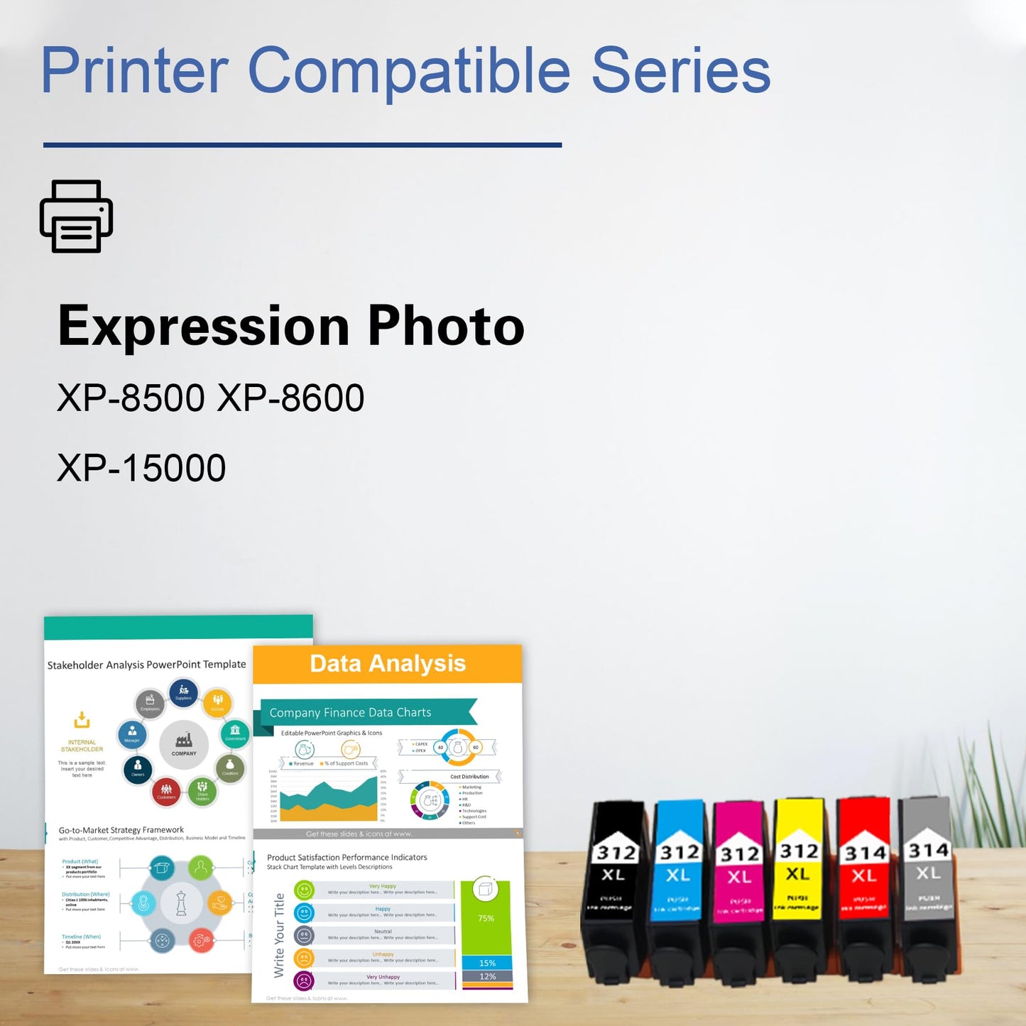 SUFL 312XL 314XL High Yield Ink Cartridges Combo Pack - SFL Compatible Replacement for Epson 312XL 314XL Ink Cartridge with Expression Photo XP-8500 XP-8600 XP-8700 XP-15000 Printer (6-Pack)