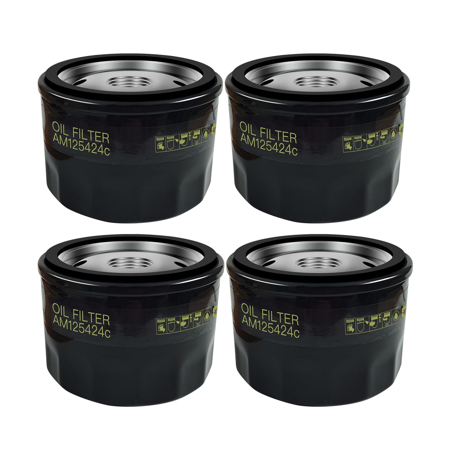 4 Pack AM125424 Oil Filter for John Deer AM125424c GY20577 D140 D130 D110 D105 X350 X320 X300 S140 S110 S100, Replace for Kawasaki 49065-7007 49065-0721