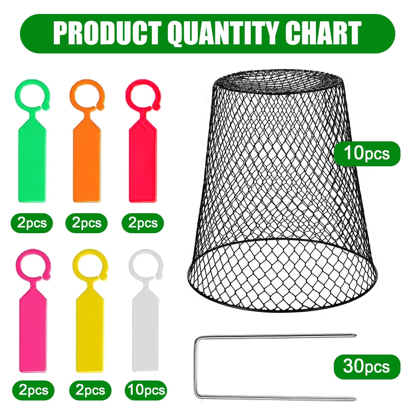 Chicken Wire Cloche Plant Covers - Garden Plant Cloche Metal Heavy Duty Plant Protectors from Animals for Keeping Bunnies Chicken Squirrels Birds Other Out (10, Black)