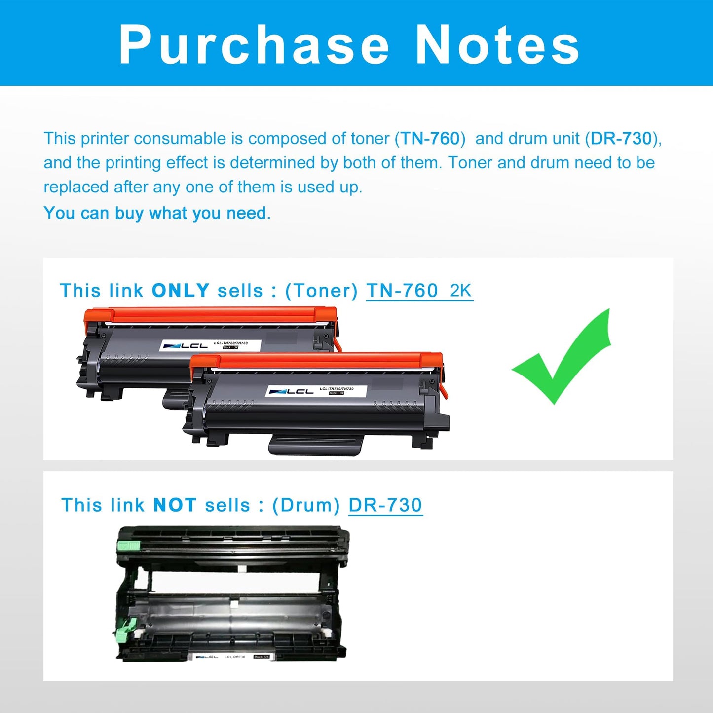 (with Chip) LCL Compatible Toner Cartridge Replacement for Brother TN760 TN-760 TN730 TN-730 3000 Pages (2-Pack,Black) for HL-L2350DW HL-L2390DW HL-L2395DW HL-L2370DW HL-L2310D HL-L2357DW HL-L2370DN