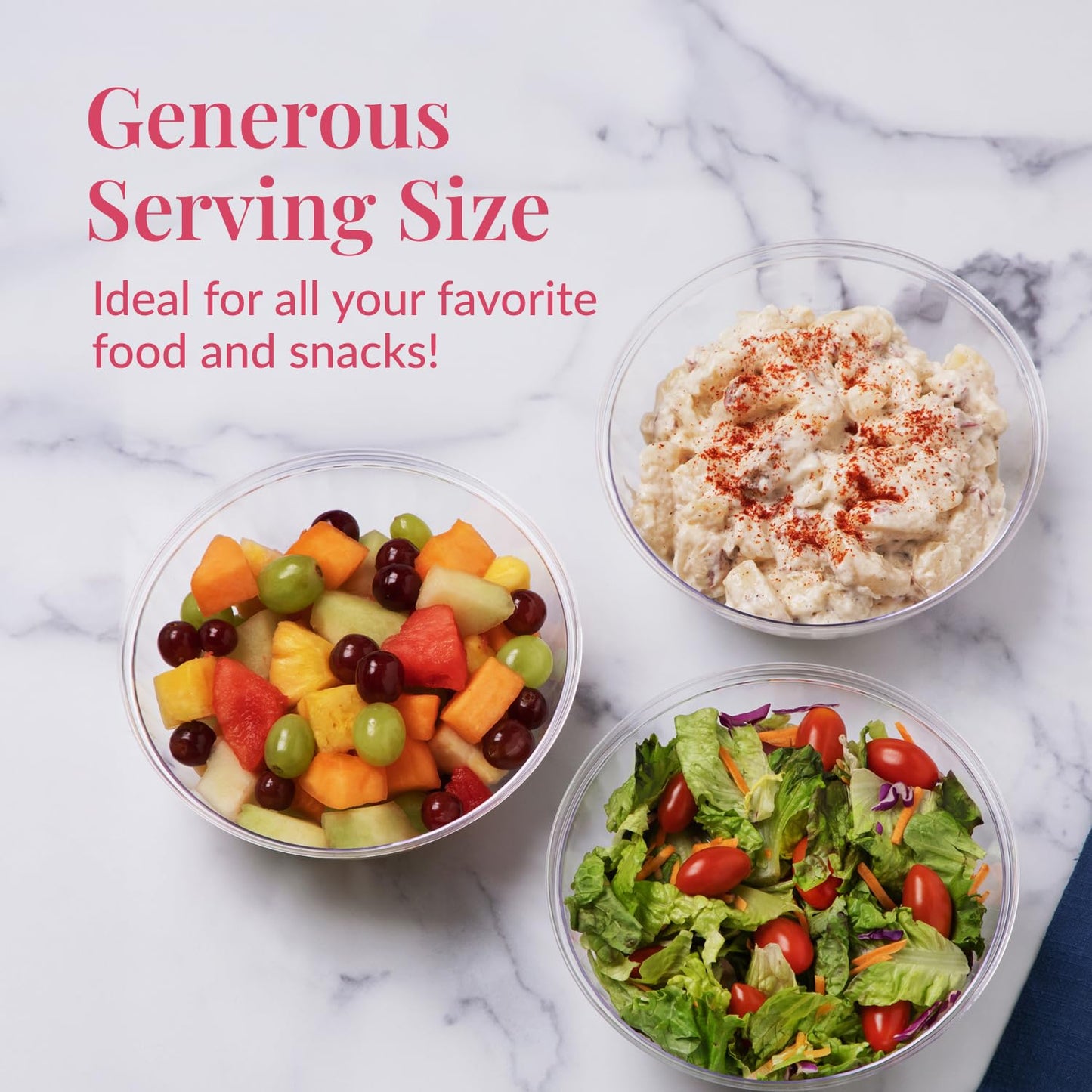 Clear Plastic Serving Bowls for Parties | 150 Oz. 4 Pack | Round Disposable Serving Bowls | Clear Chip Bowls | Party Snack Bowls | Plastic Candy Dish | Salad Serving Containers | Large Candy Bowls