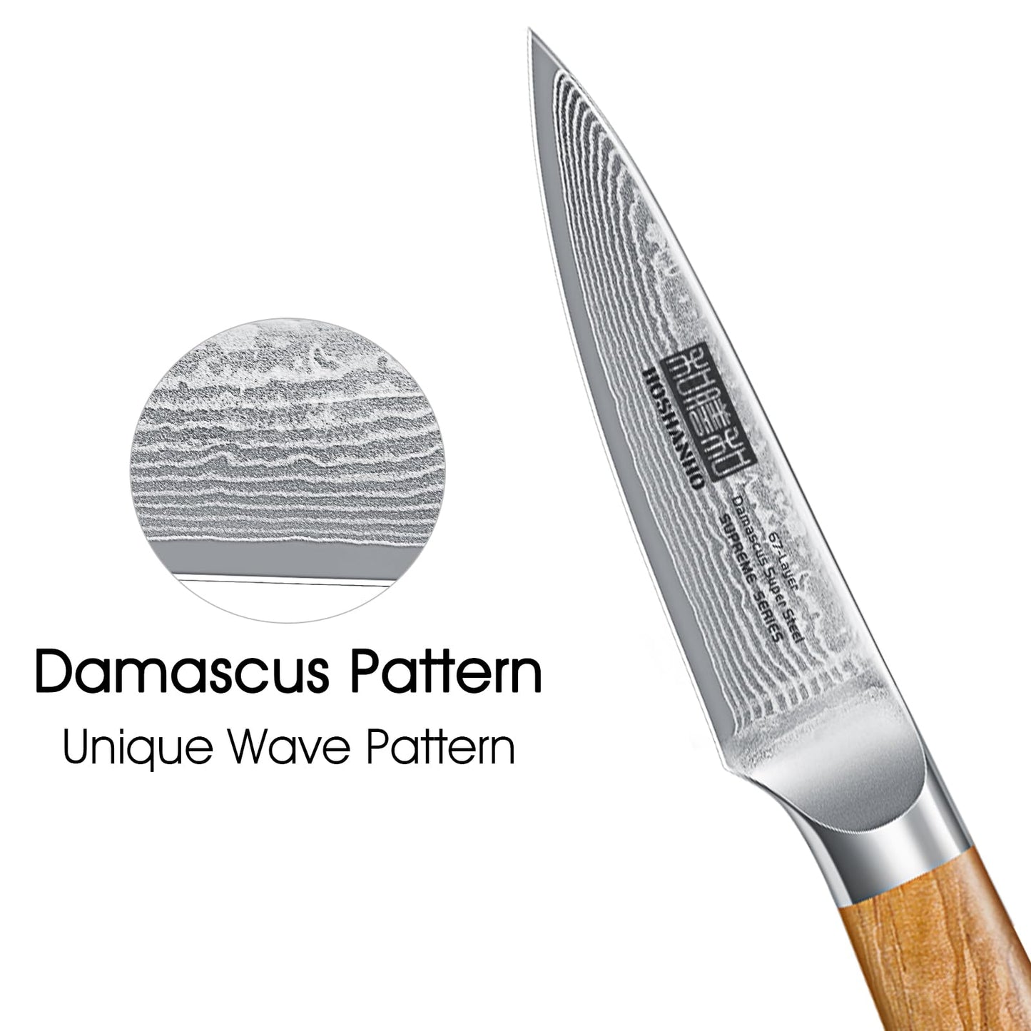 HOSHANHO Paring Knife 3.75 Inch, Professional 67 Layers Damascus Super Steel Small Fruit Knife Hand Forged Japanese Paring Knife