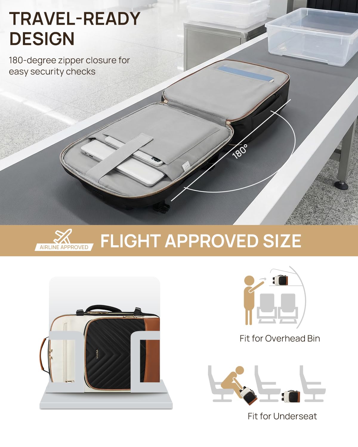 Telena Travel Backpack for Women, 15.6 inch Laptop Backpack TSA Carry on Backpack Personal Item Size Flight Approved Travel Bag Daypack with Multi-Pockets for Work, Travel, Business, Beige
