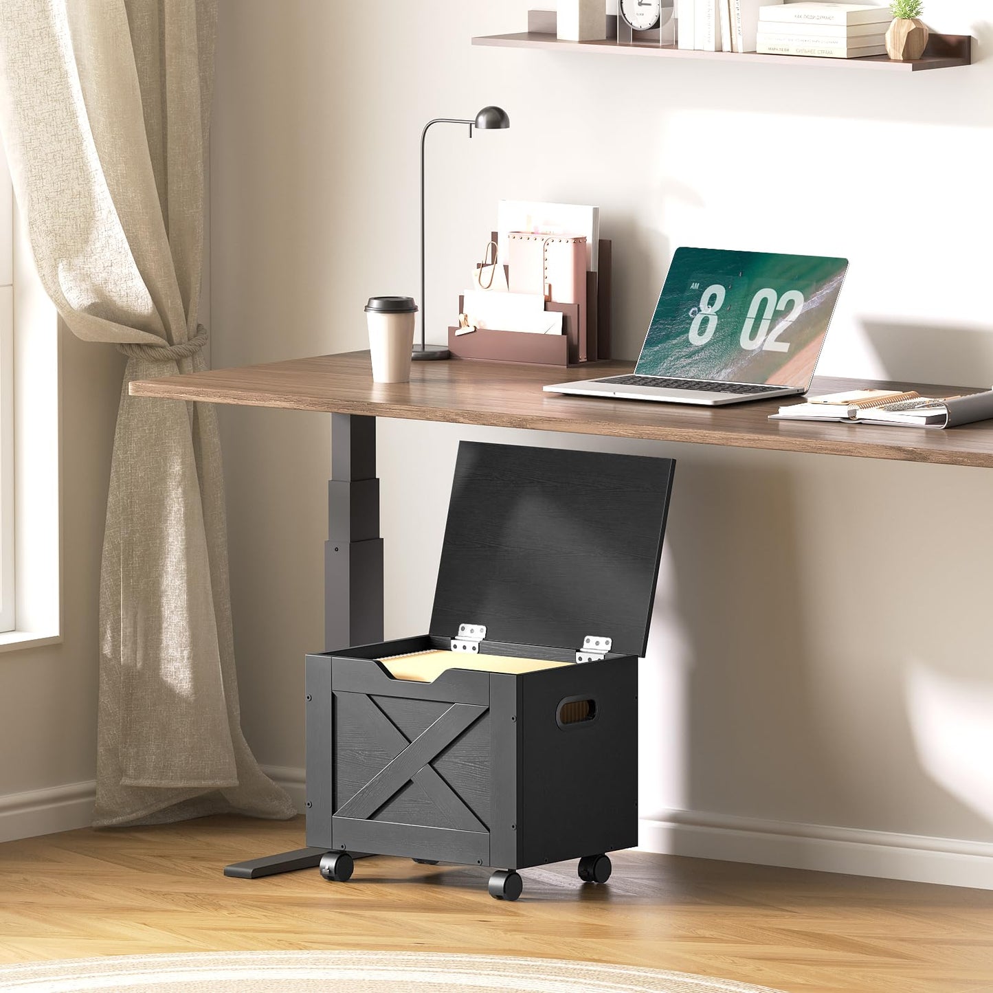 MAHANCRIS Mobile File Cabinet, Rolling Vertical Office Cabinet, Under Desk Small Filing Cabinet with Drawer, Hanging File Folders for A4/Letter Size, for Home Office, Black FCBK4001