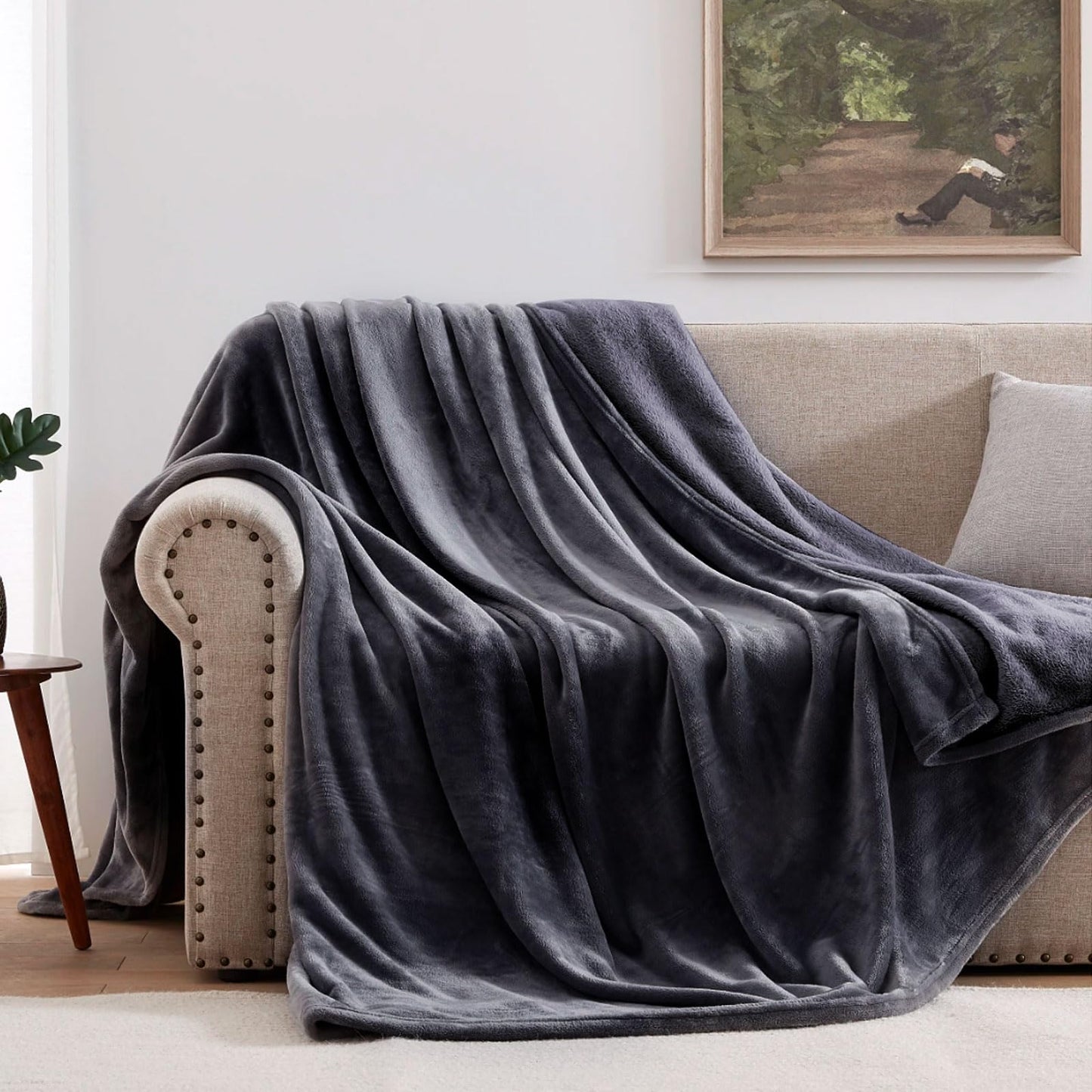 Jasnisy Waterproof Blanket for Sofa 60 * 40inch, Grey Pet Dogs Blanket Leakproof Stain-Proof Protector Cover for Couch Furniture Bed (Dark Grey&Light Grey)
