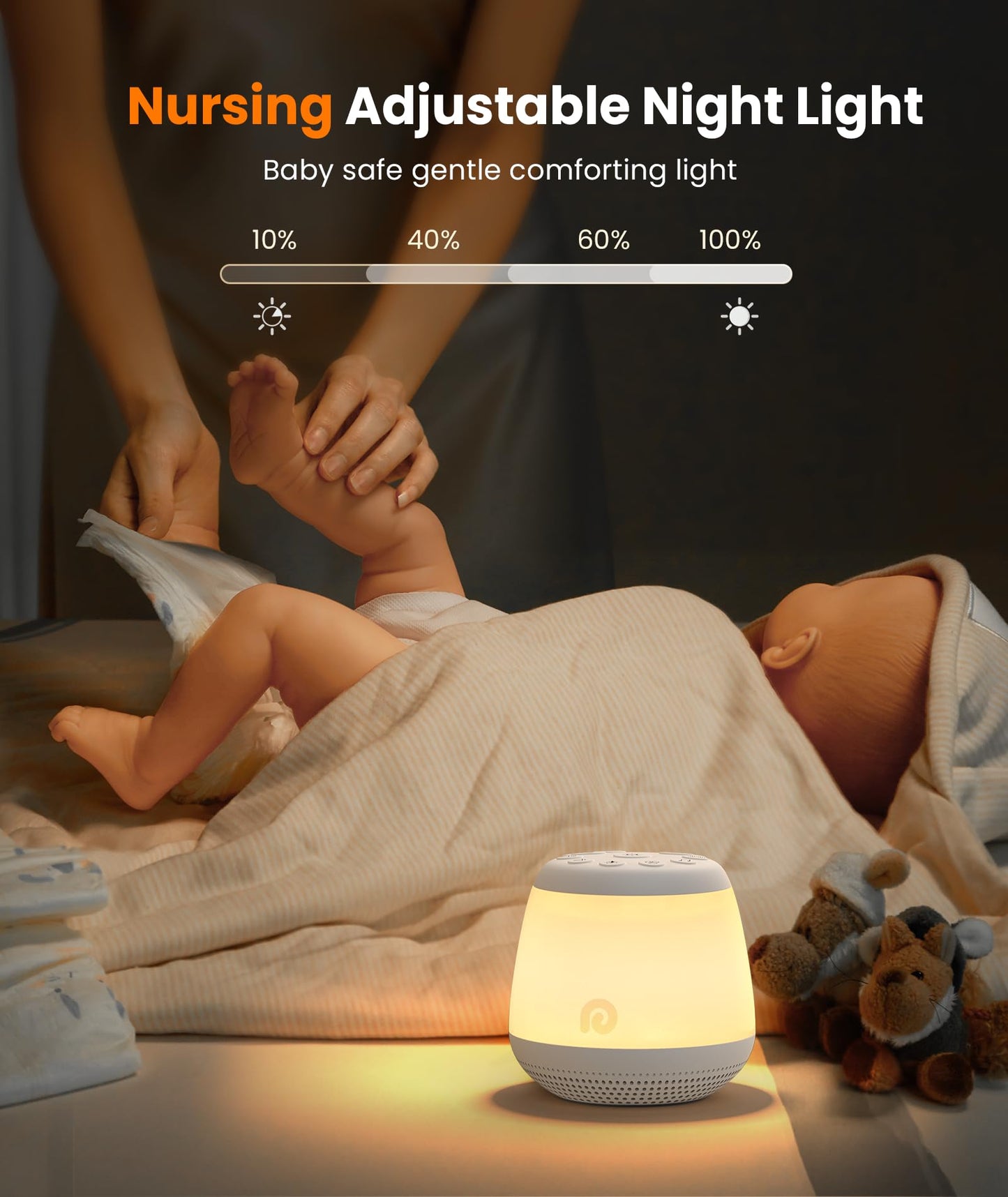 Dreamegg White Noise Machine - Portable Sound Machine Baby for Sleeping with 8 Adjustable Night Light, 24 Sleep Sounds for Baby Kids Adults, Timers & Memory Function Portable for Home Travel