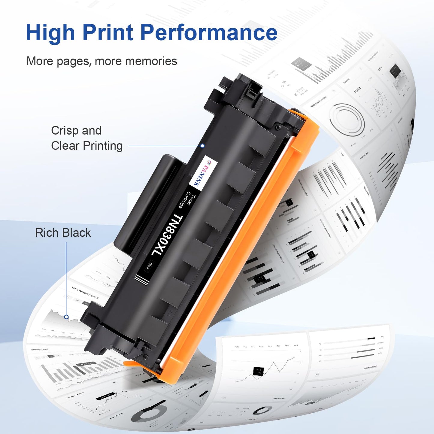 PANINK Compatible TN830XL Toner Cartridge for Brother Printer Replacement for Brother TN830 TN-830 TN-830XL Black Toner Cartridge for HL-L2400D HL-L2460DW HL-L2480DW HL-L2405W MFC-L2820DW Printer