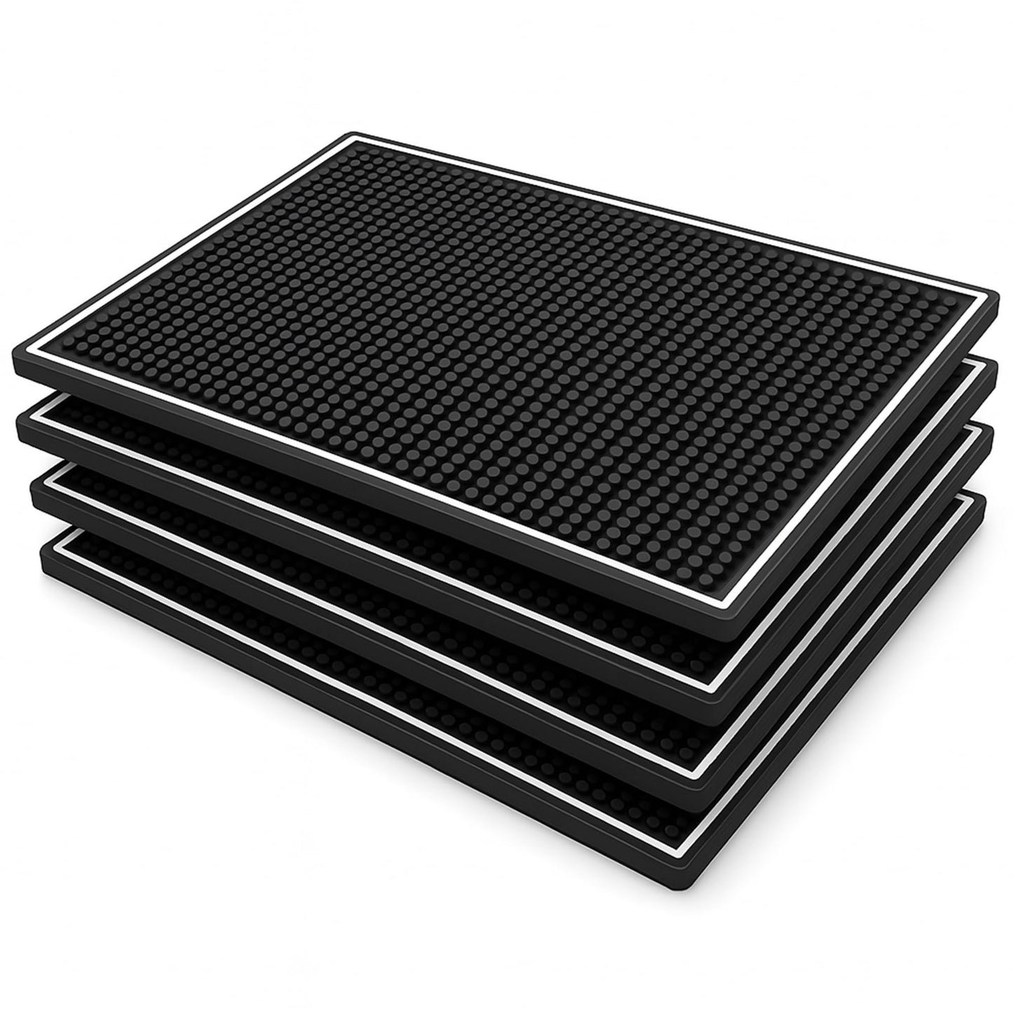 Bar Mat 4-Pack, 18 x 12 Rubber Coffee Bar Mats for Countertop, Bartending, Home Use, Spill Protection and Coffee Stations, Ideal Matt for Cocktail, Whiskey and Espresso