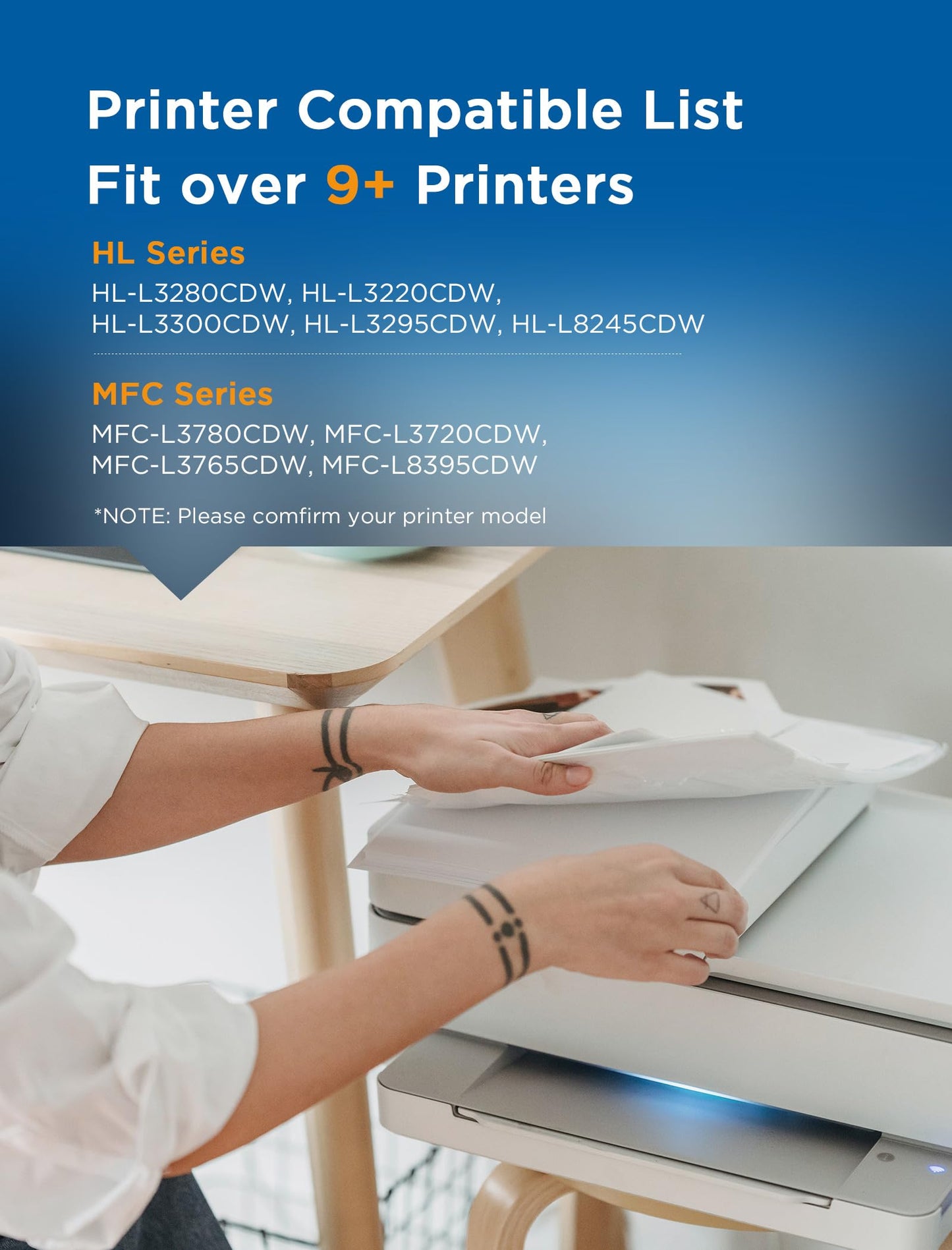 (with CHIP) Compatible TN229XL TN229 Toner Cartridge Replacement Compatible for Brother TN-229XL TN 229 XL Large Capacity to use with MFC-L3720CDW HL-L3220CDW HL-L3280CDW HL-L3300CDW (BK/C/M/Y)