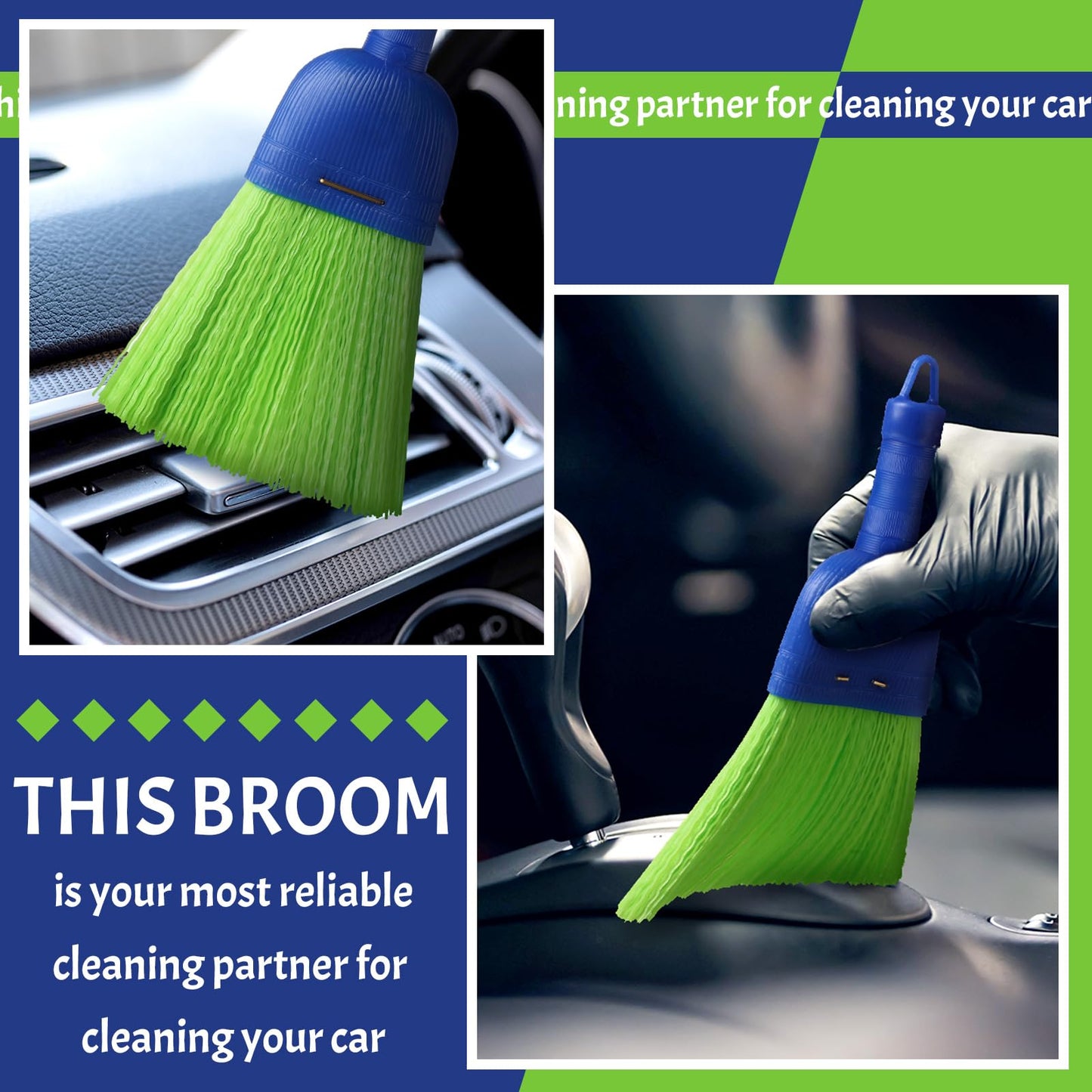 Domensi 6 Pcs Whisk Broom Poly Fiber Handheld Brush Hand Brush Outdoor Car Broom with Hang Hole for Cleaning Inddoor Porches Floors Decks Driveways Dirt Dust