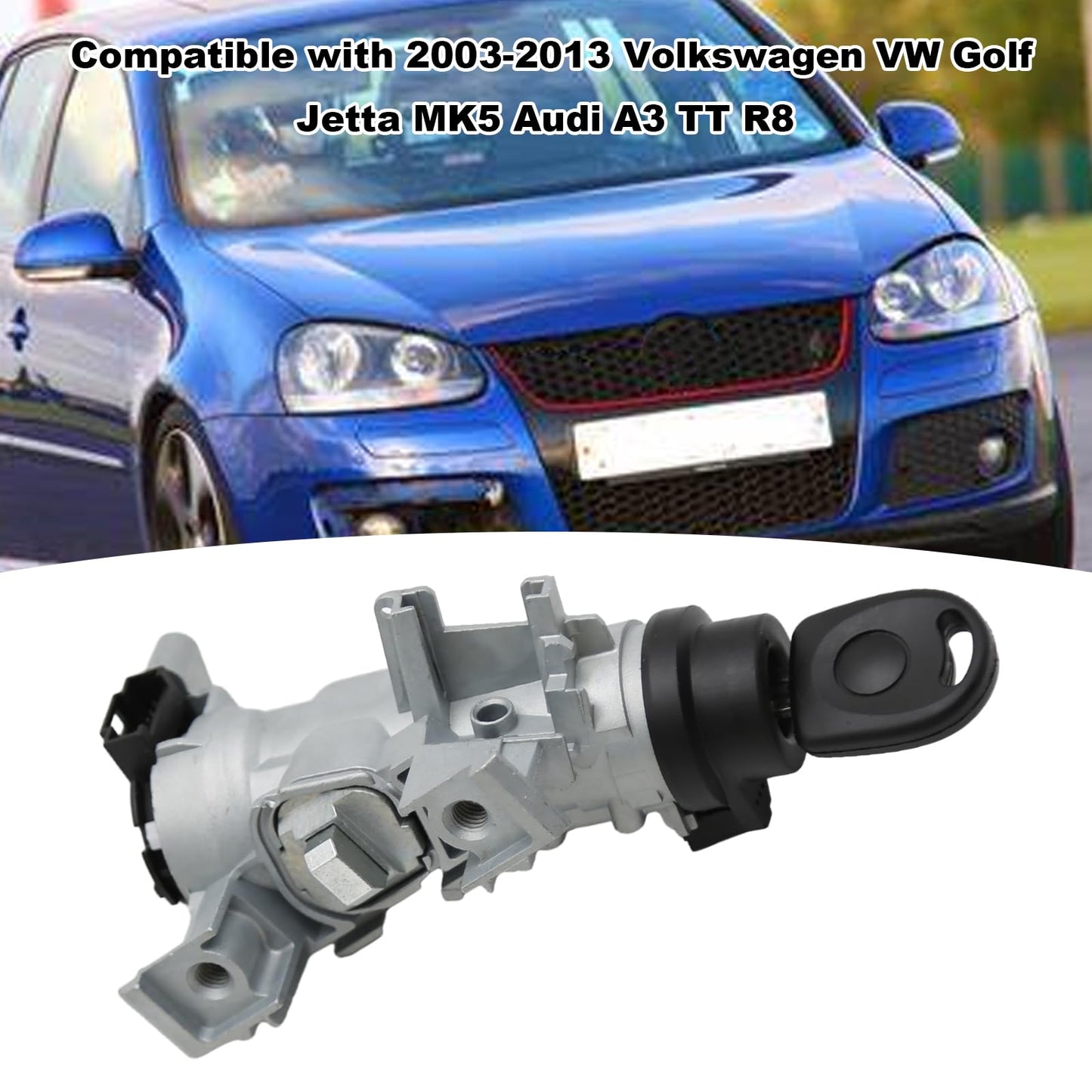 laffoonparts 1K0905851B Car Ignition Switch Lock Cylinder Replacement for Volkswagen VW Replacement for Au-di A3 TT R8 Golf Jetta MK5 Replaces#1K0905865 5Q0905865A Ignition Switch with Key