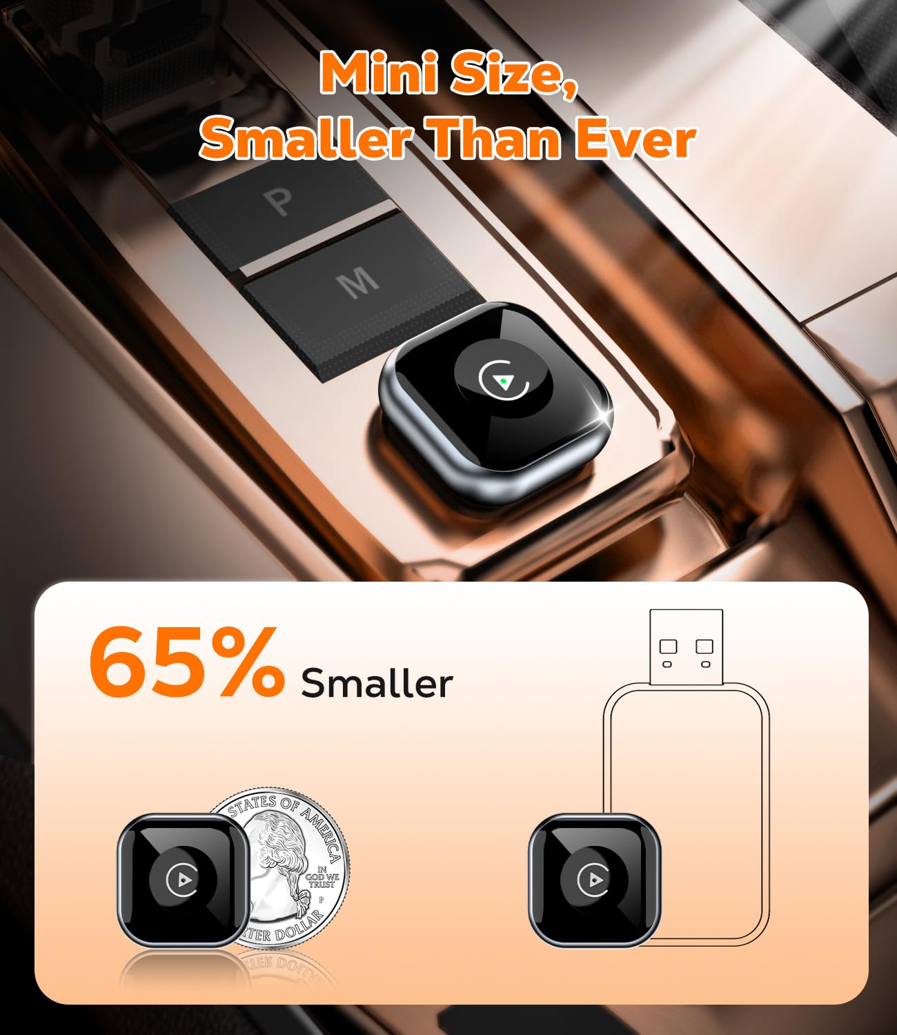 Wireless CarPlay Adapter for Apple iPhone - Convert Wired CarPlay to Wireless - USB C/A Plug and Play, Super Mini, Stable Bluetooth Connection, for iPhone iOS 10+ & Cars with Built-in Car Play