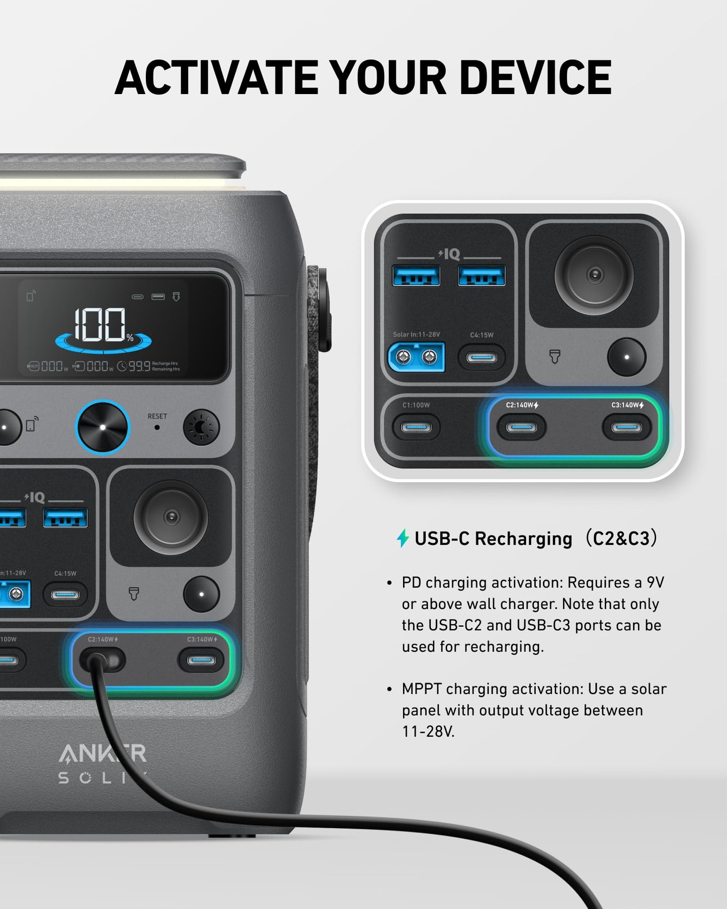 Anker SOLIX C300 DC Power Bank Station, Outdoor 288Wh Portable Power Station, LiFeP04 Battery, 300W Solar Generator, for Camping, Traveling, and Emergencies (No Wall Charger Included)