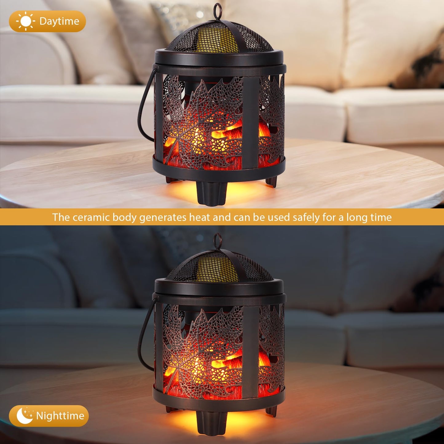 4-in-1 Fireplace Wax Melt Warmer, Full Metal Electric Melter for Scented Melts, Oil Burner, Aromatherapy Essential for Home & Office (Maple Leaf)