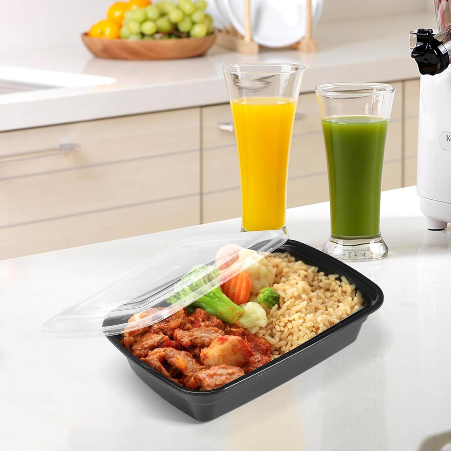 50 Pack (32 oz) Meal Prep Containers, Lunch Bento Boxes with Lids, Portable Lunch Food Storage Container Kitchen Food to Take Out Containers with Lids Camping Picnic Box Microwave (50, Rectangular)