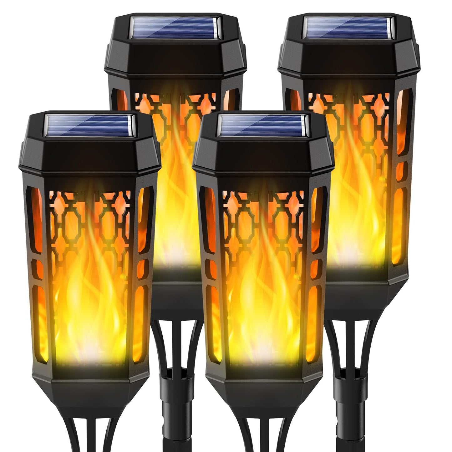 Solar Torch Flame Lights, LED Solar Lights Outdoor with Flickering Flame, IP65 Waterproof Solar Pathway Lights Landscape Decoration Lighting for Garden Lawn Patio Yard Outdoor Decorations (4)