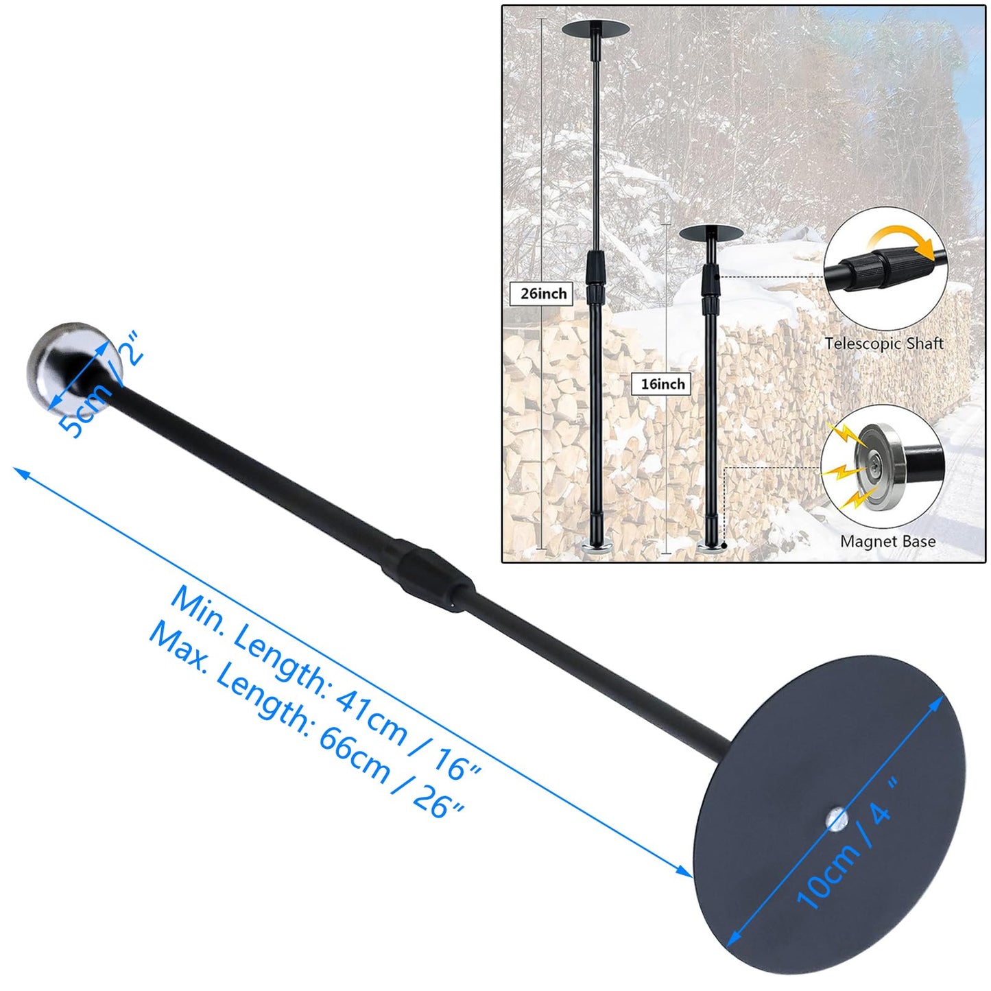 Auto-plaza 2X Strong Magnetic Firewood Measuring Tool, 16 inches to 26 inches Adjustable Measure Firewood Sawing Chainsaw Wood