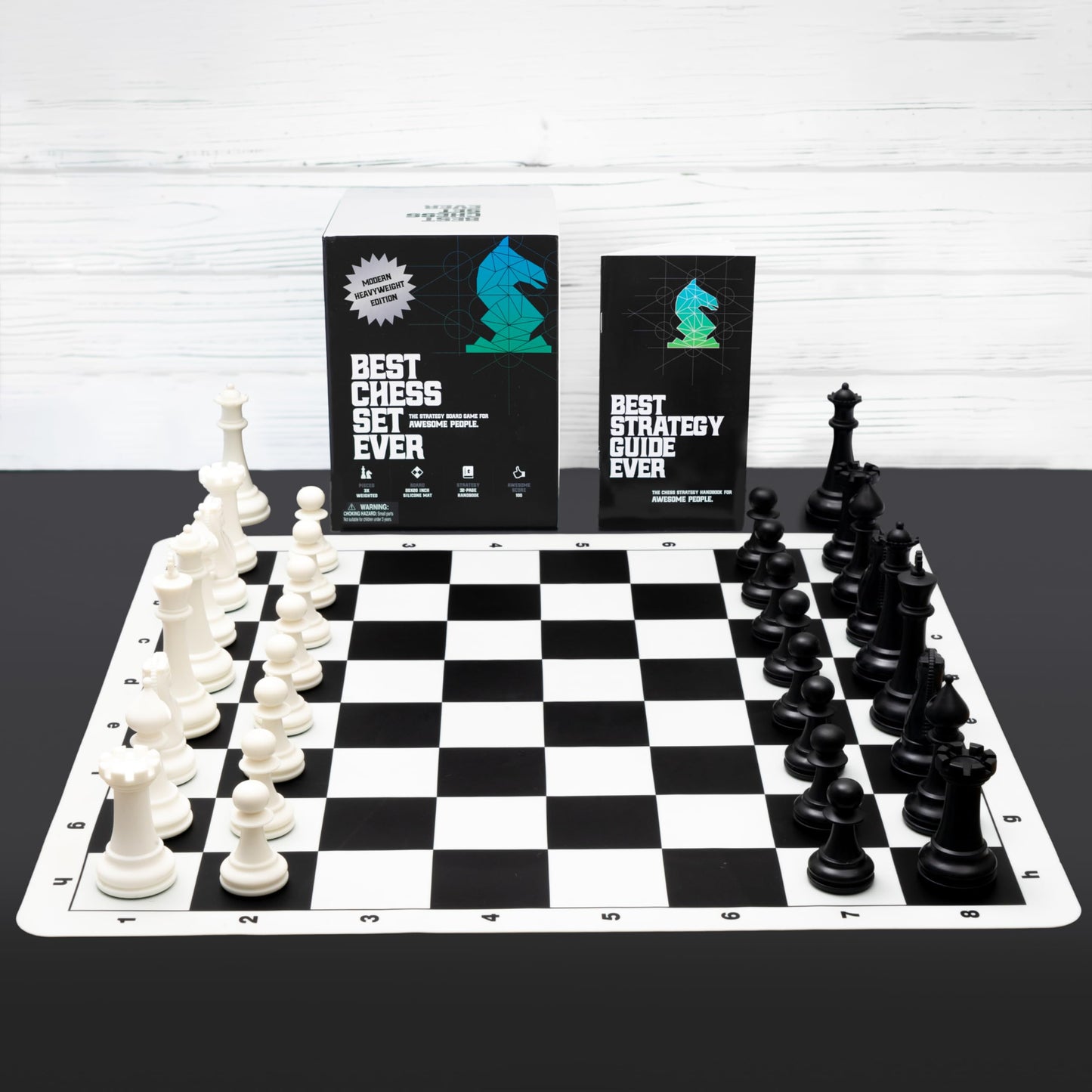 Best Chess Set Ever 3X Triple Weighted Tournament Size Chess Board Set (4" King) Large Staunton Modern Pieces, 20x20 Big Double-Sided, Roll Up Silicone Mat, Professional Chess Game for Kids & Adults
