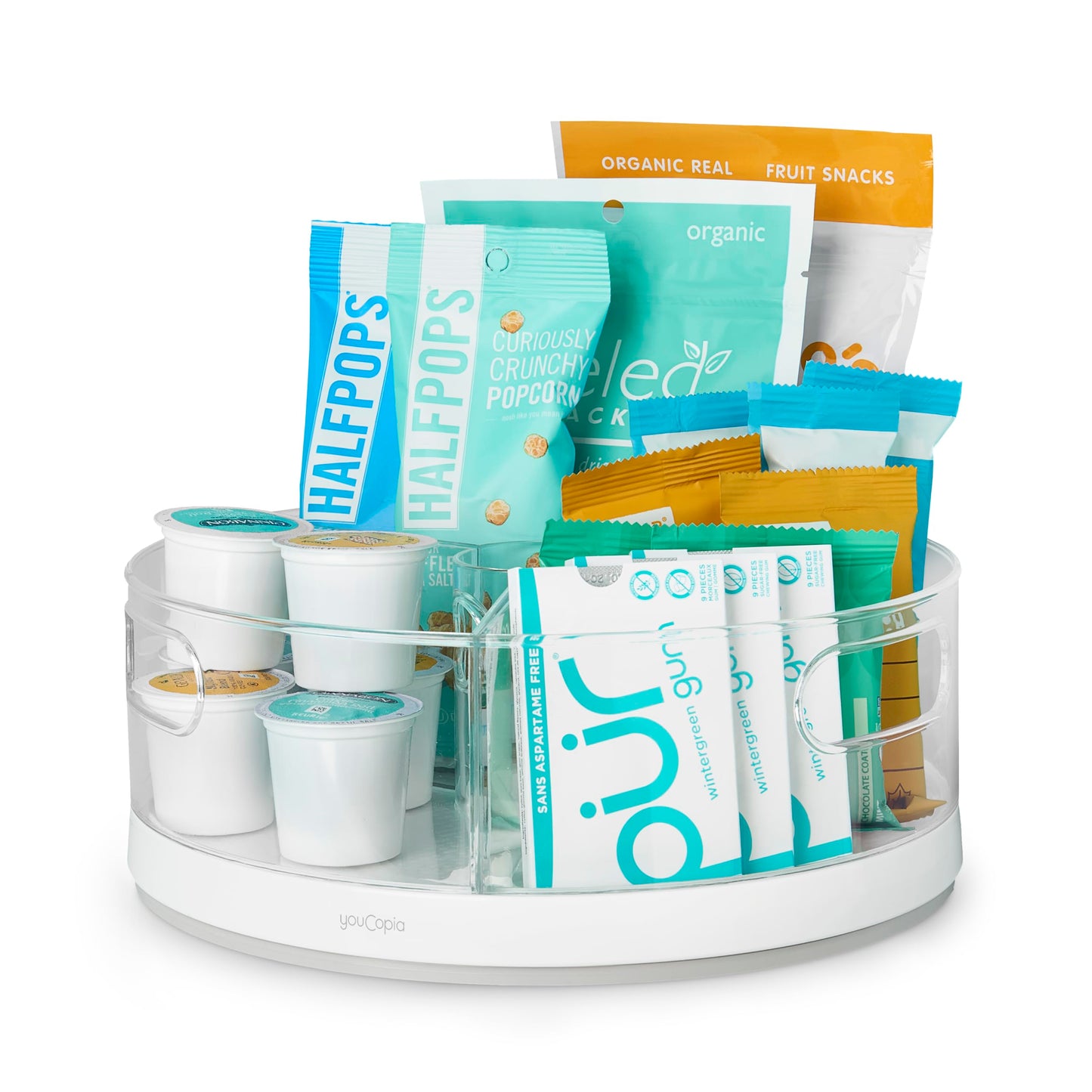YouCopia Crazy Susan Turntable, Divided Lazy Susan Organizer with 3 Clear Bins for Cabinet and Pantry Storage