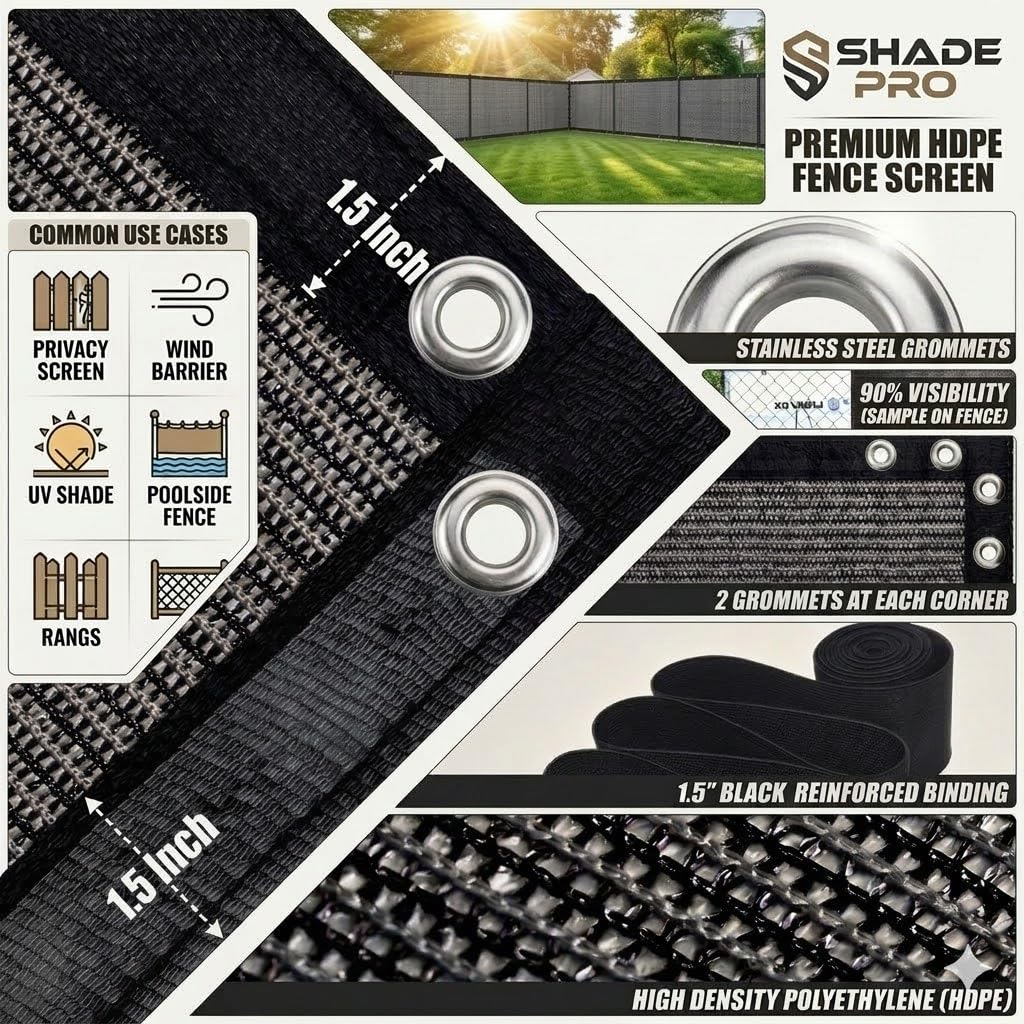 90% Shade Cloth Sun Shade Fabric for Patio Garden Pergola Shade Cover Canopy with Gromments (Grey, 8X12 FT)