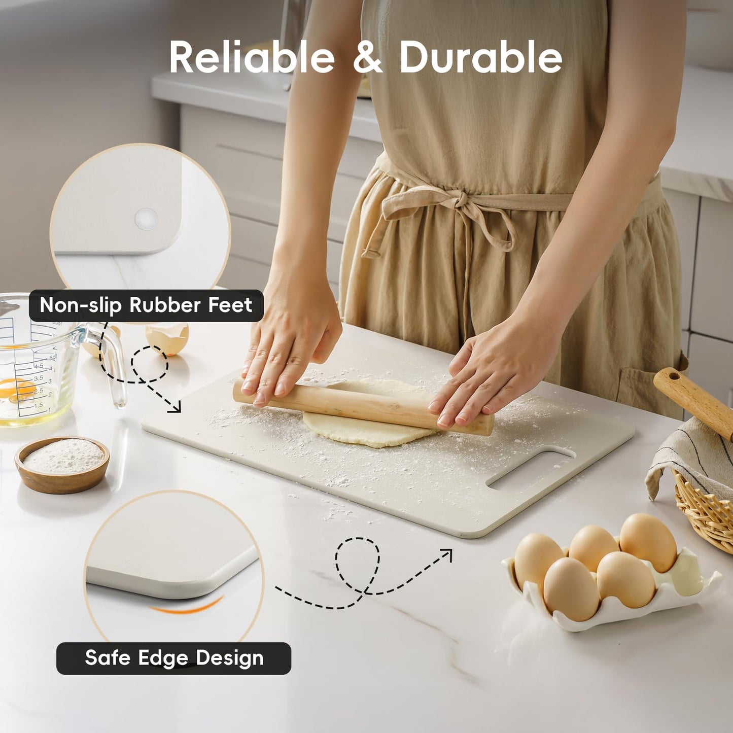 Culiex Wood Fiber Cutting Board Set of 2, Dishwasher Safe, Non-Toxic Cutting Board for Kitchen, BPA Free, Non-Slip, Non-Porous Composite Chopping Board for Meat Vegetable Fruit