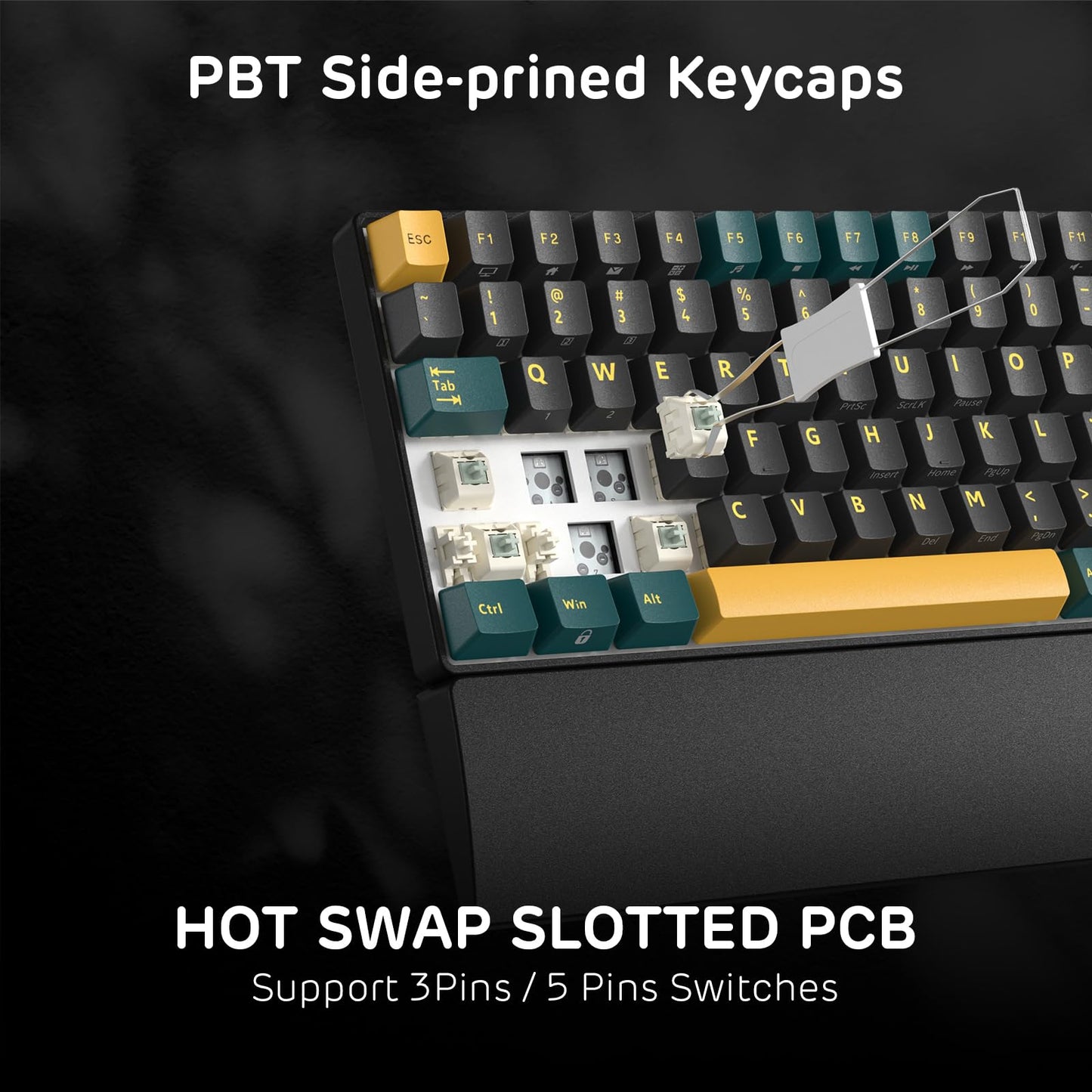 RK ROYAL KLUDGE RK96 RGB Limited Ed, 90% 96 Keys Wireless Triple Mode BT5.0/2.4G/USB-C Hot Swappable Mechanical Keyboard w/Wrist Rest, Software Support, Linear Viridian Switches, MARRS Green