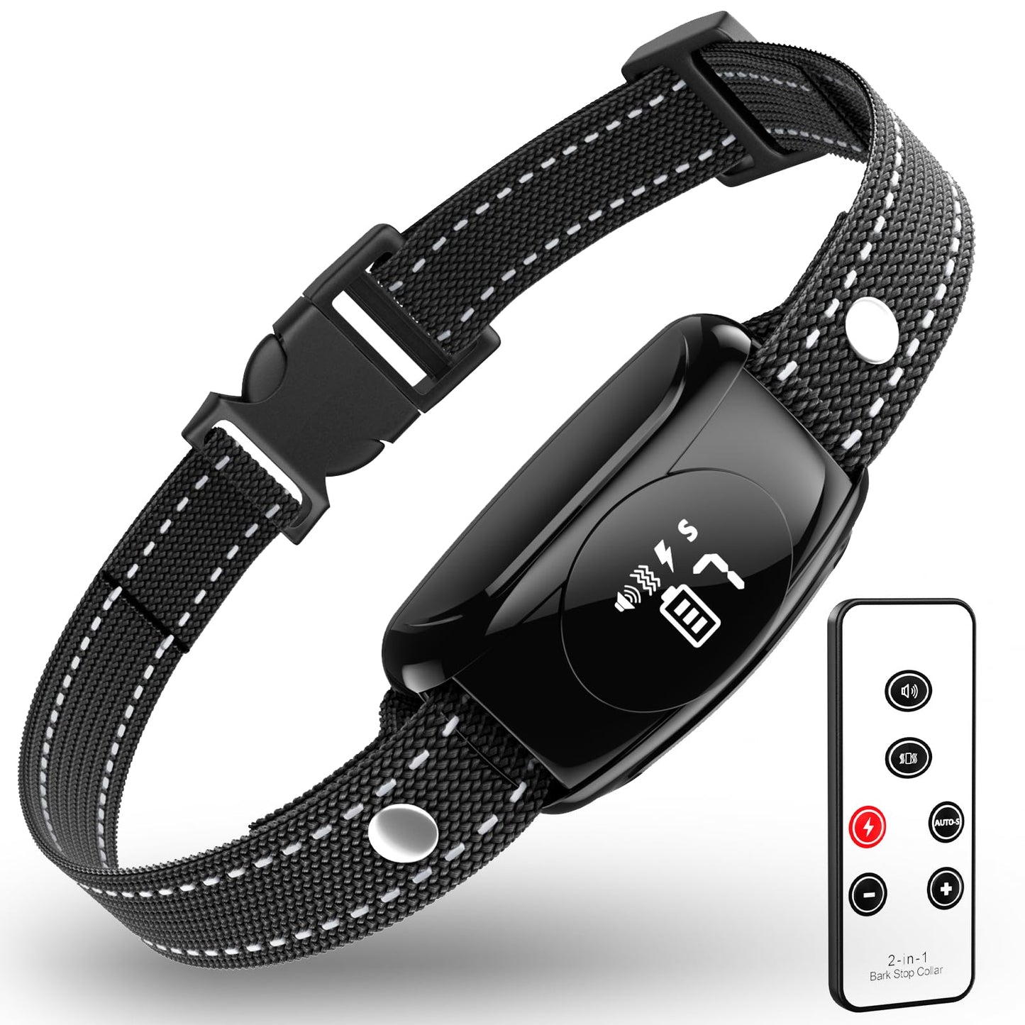 Bark Collar, Dog Training Collar with Remote, Barking Collar with 4 Modes 7 Sensitivity & 5 Sounds, IPX7 Waterproof Bark Collar for Large Medium Dog 15-120LBS