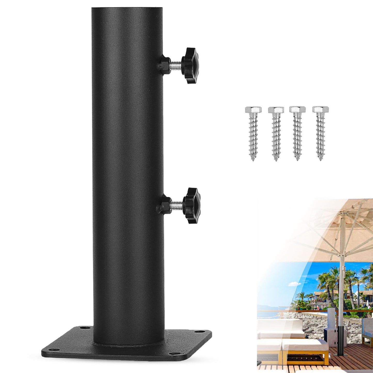 Patio Umbrella Outdoor Base Heavy Duty Steel Outdoor Umbrella Base,Umbrella Mount Umbrella Clamp Universal on Deck or Patio Umbrella Holder Stand for Decks,Docks,Pontoons, patios,Picnic Tables