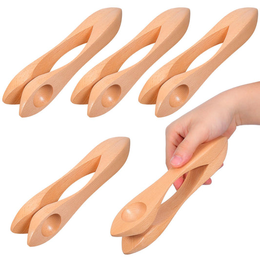 Milisten 5pcs Wooden Musical Spoons Wooden Spoons Musical Instrument Wood Folk Percussion Instrument Puzzle for Kids Kindergarten and Family Gatherings