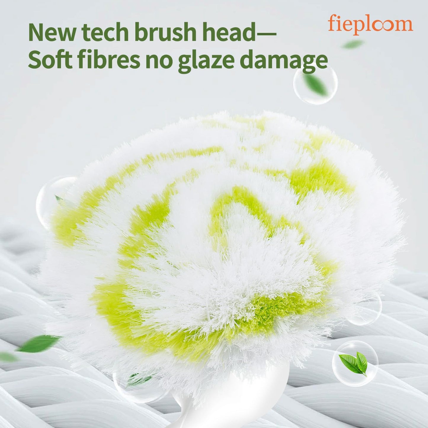 Fieploom Tub Tile Scrubber Brush with 28" Extendable Pole, 2 Pcs Non-Scratch Soft Tub Brush Mop, Bathroom Brush with Long Handle for Bathtub Shower Sink Basin Tile Wall