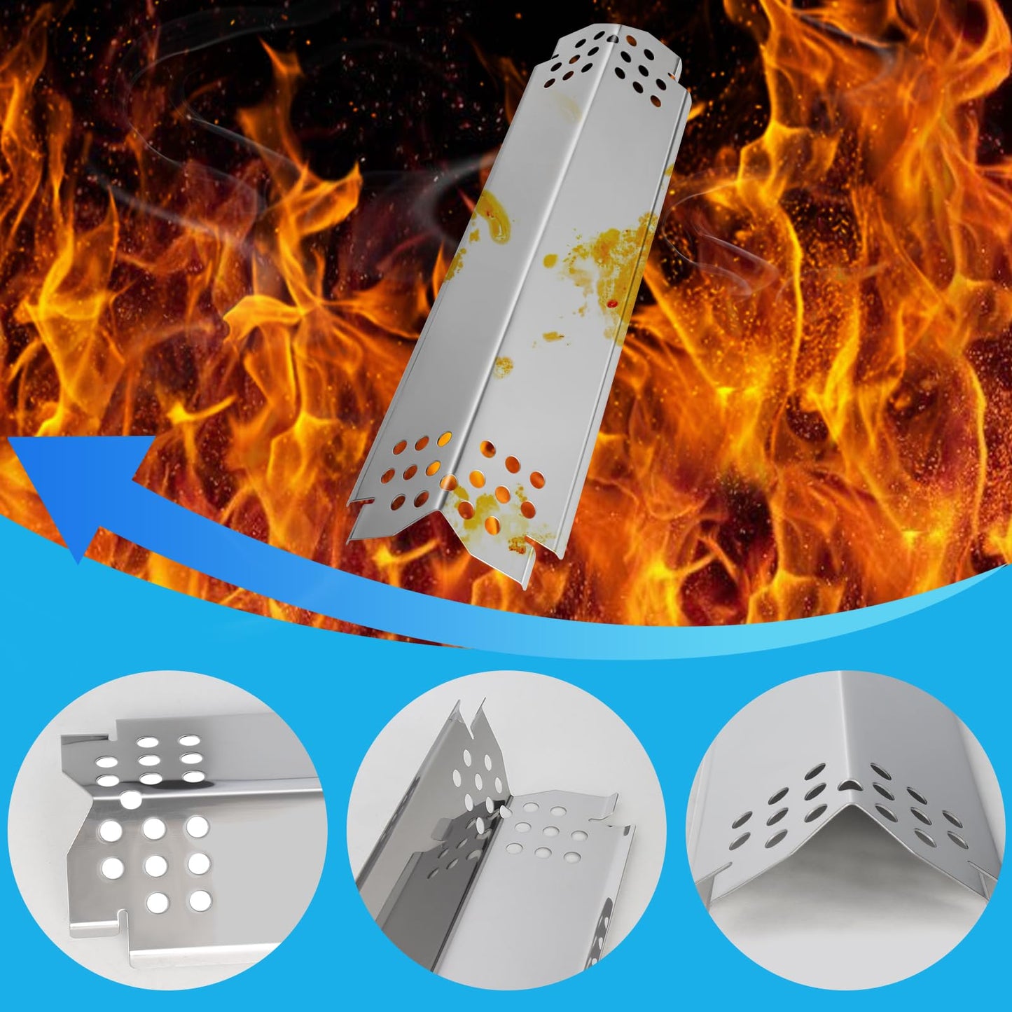 BBQ Heat Shields Barbecue Burners for Nexgrill 6 Burner 720-0896B 720-0898 720-0896 720-0830H 720-0888 720-0822A,Stainless Steel Heat Plate Flame Tamer for Nexgrill BBQ Replacement Parts,6 Pack