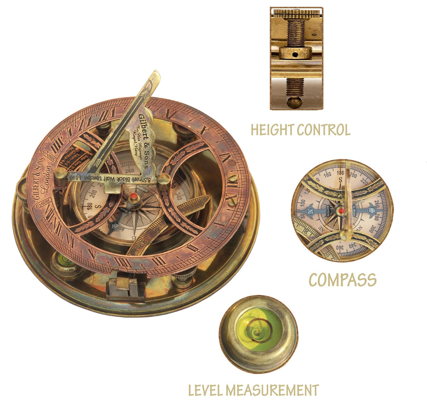 MAI - 5 inch Steampunk Sundial Compass Top Grade Perfectly Calibrated Large Brass Nautical Antique Vintage Style Compass with Wooden Box, birthday, baptism gifts, thanks giving, Valentine’s Day Gift.