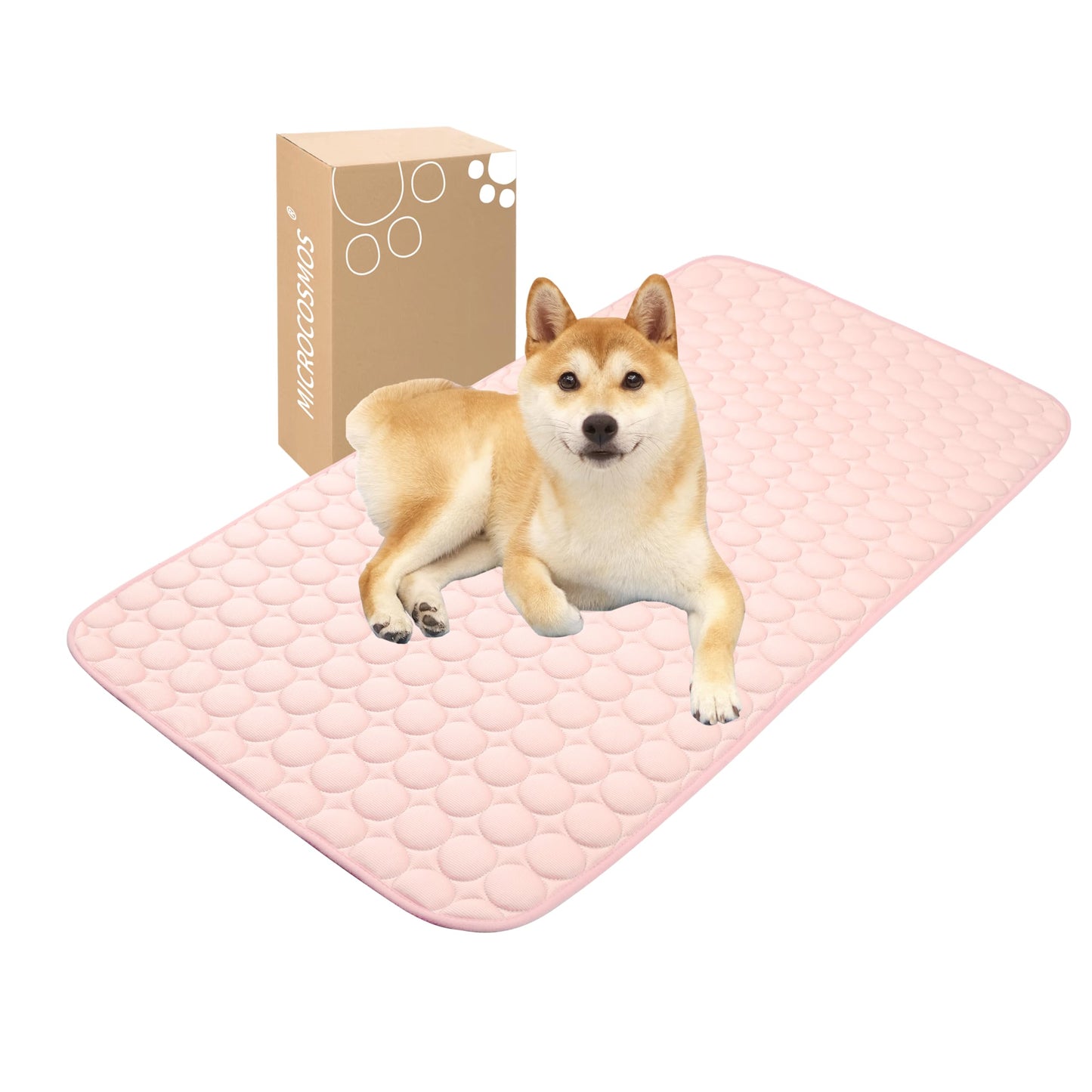 MICROCOSMOS Summer Cooling Mat & Sleeping Pad- Water Absorption Top, Materials Safe, Easy Carry, EZ Clean. Keep Cooling for Pets, Kids and Adults.(Pink, 48" x24")